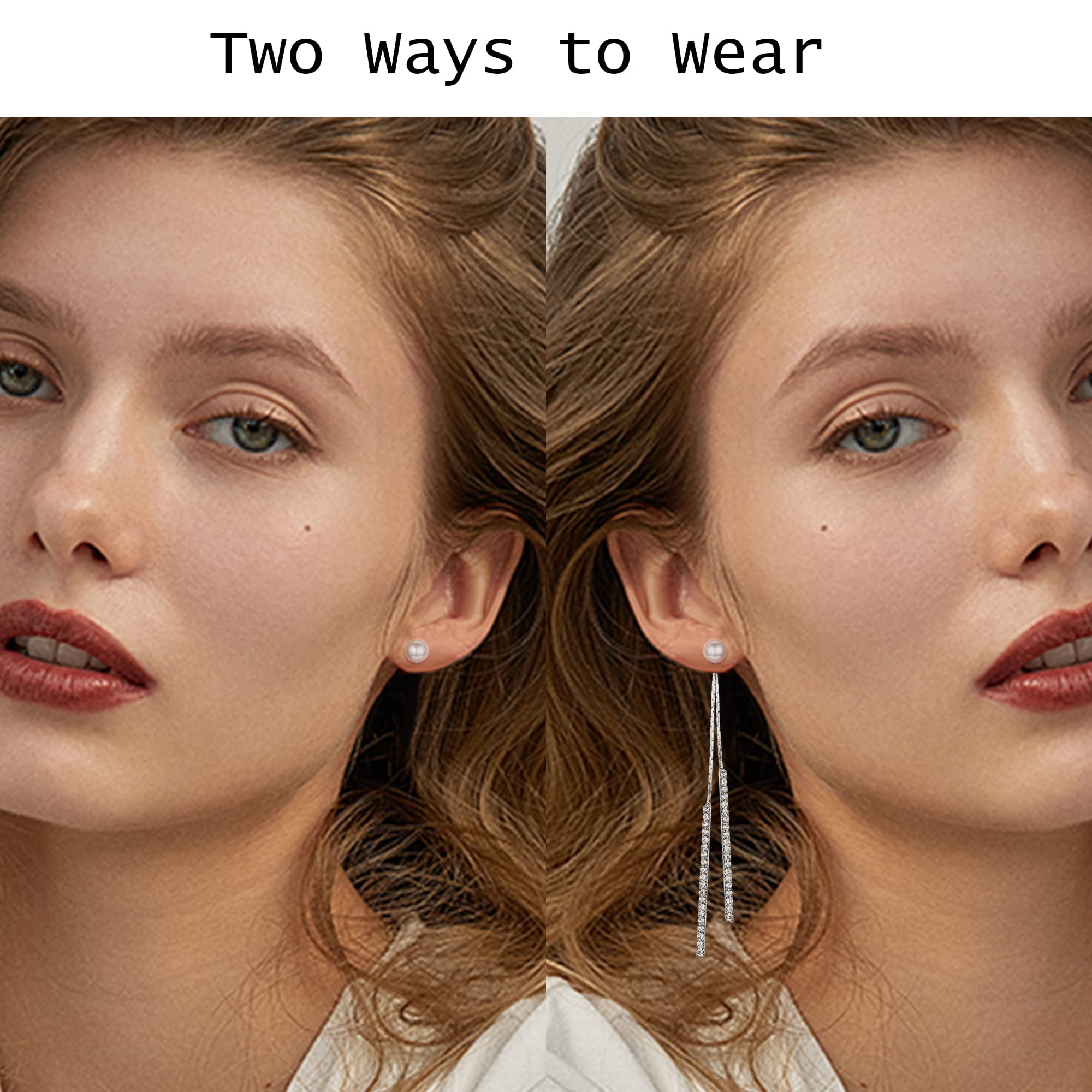 6 Pairs Long Tassel Dangle Earrings for Women | Pearl Drop Earrings | Shiny Silver Rhinestone Jewelry Set | Wedding, Party & Bridesmaid Accessories | Perfect for Date Night, Prom & Special Occasions