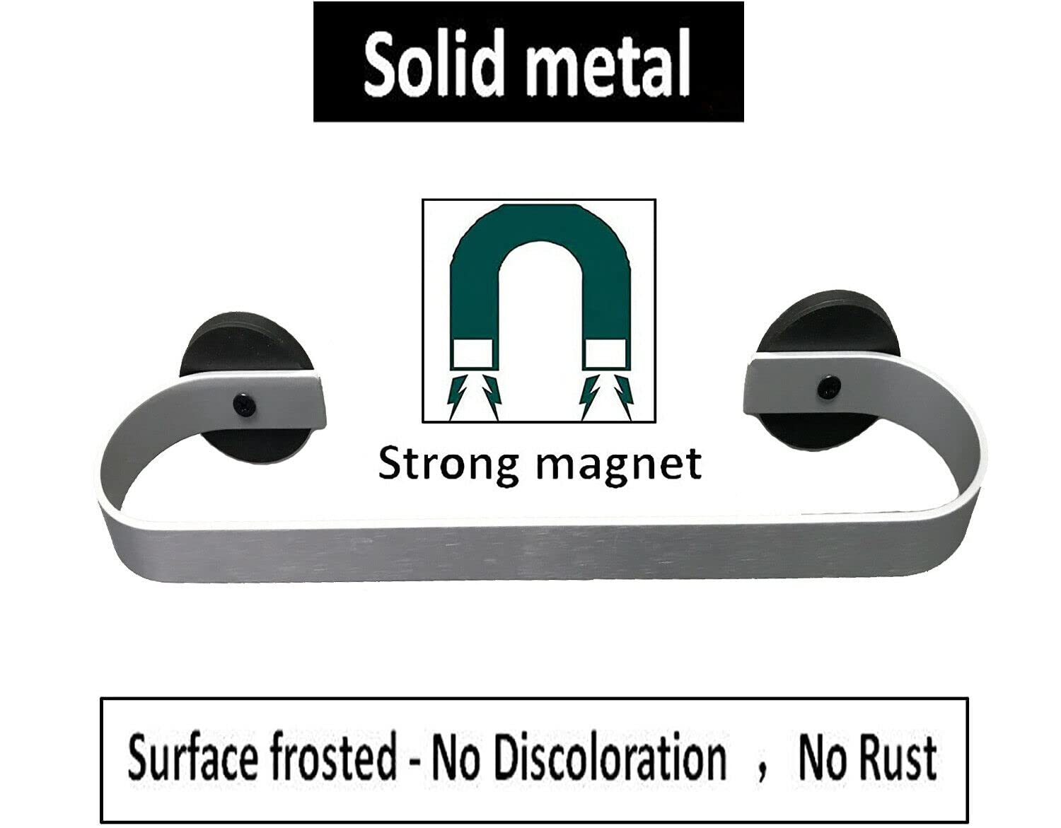 Strong Magnetic Towel Holder for Kitchen - Heavy Duty Refrigerator, Stove & Dishwasher Mount - Stainless Steel Towel Rack with Powerful Magnet Base - Perfect for Hanging Dish Towels by Sink, Oven & Metal Cabinets (Silver) - Ideal for Modern Kitchens & Small Spaces