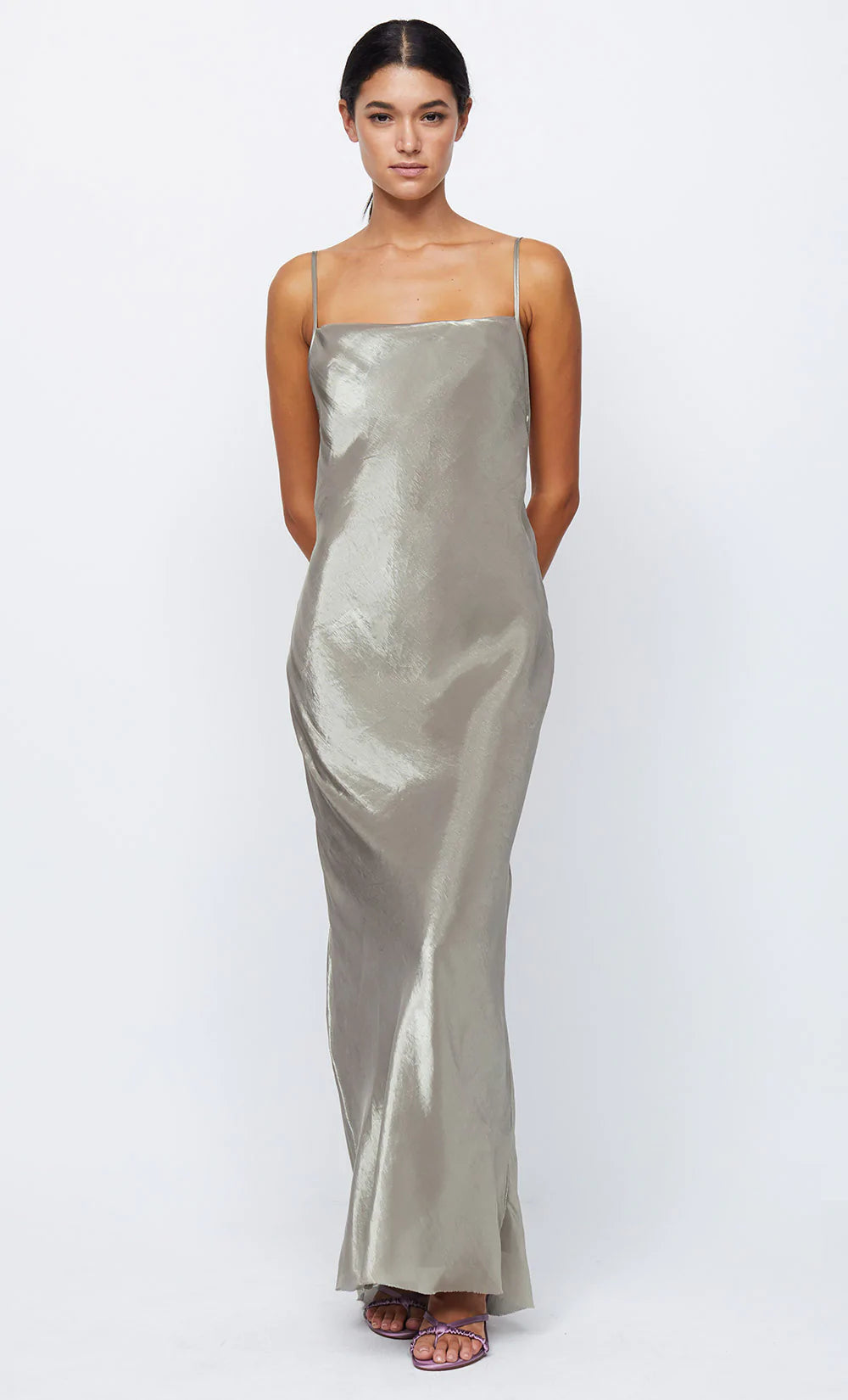 Fleur Maxi Dress - Iridescent Silver Long Flowy Evening Gown for Women, Perfect for Weddings, Parties & Special Occasions
