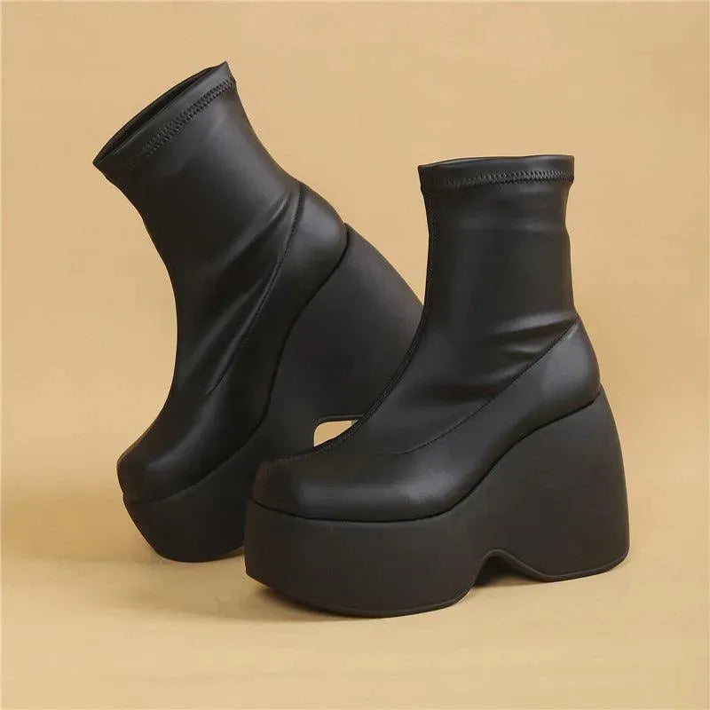 Chunky Platform Wedge Boots for Women - Stylish Low Heel Ankle Boots for Casual Outfits & Everyday Wear