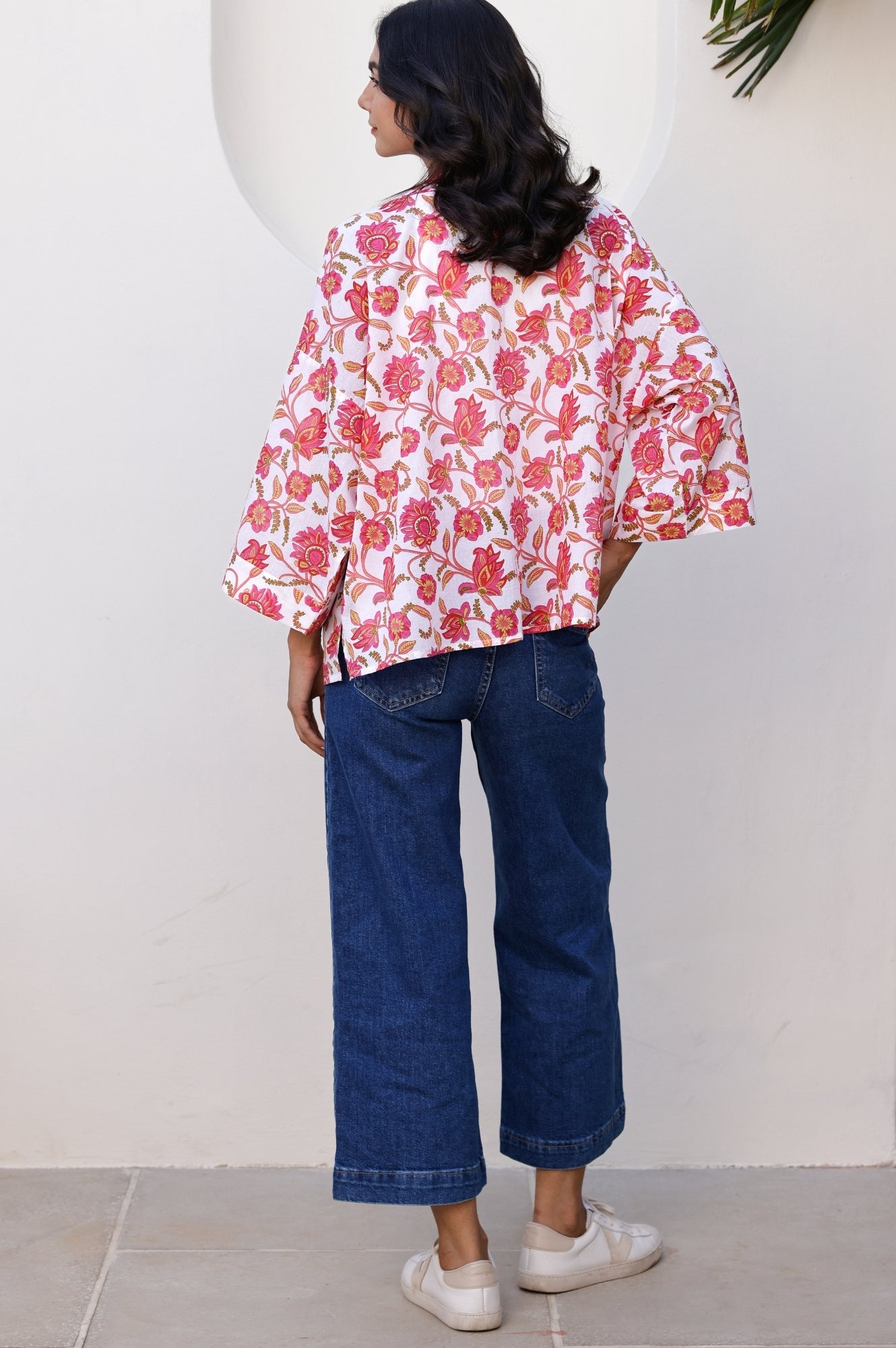Floral Printed Kimono Jacket for Women - Lightweight Pink Boho Cover Up - Perfect for Beach, Summer, and Festival Outfits