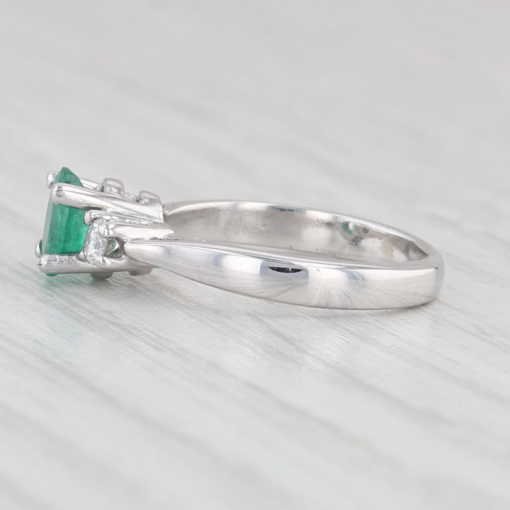 0.47ctw Oval Emerald & Diamond Engagement Ring in 14k White Gold, Size 3.5 - Perfect for Proposals, Anniversaries & Special Occasions