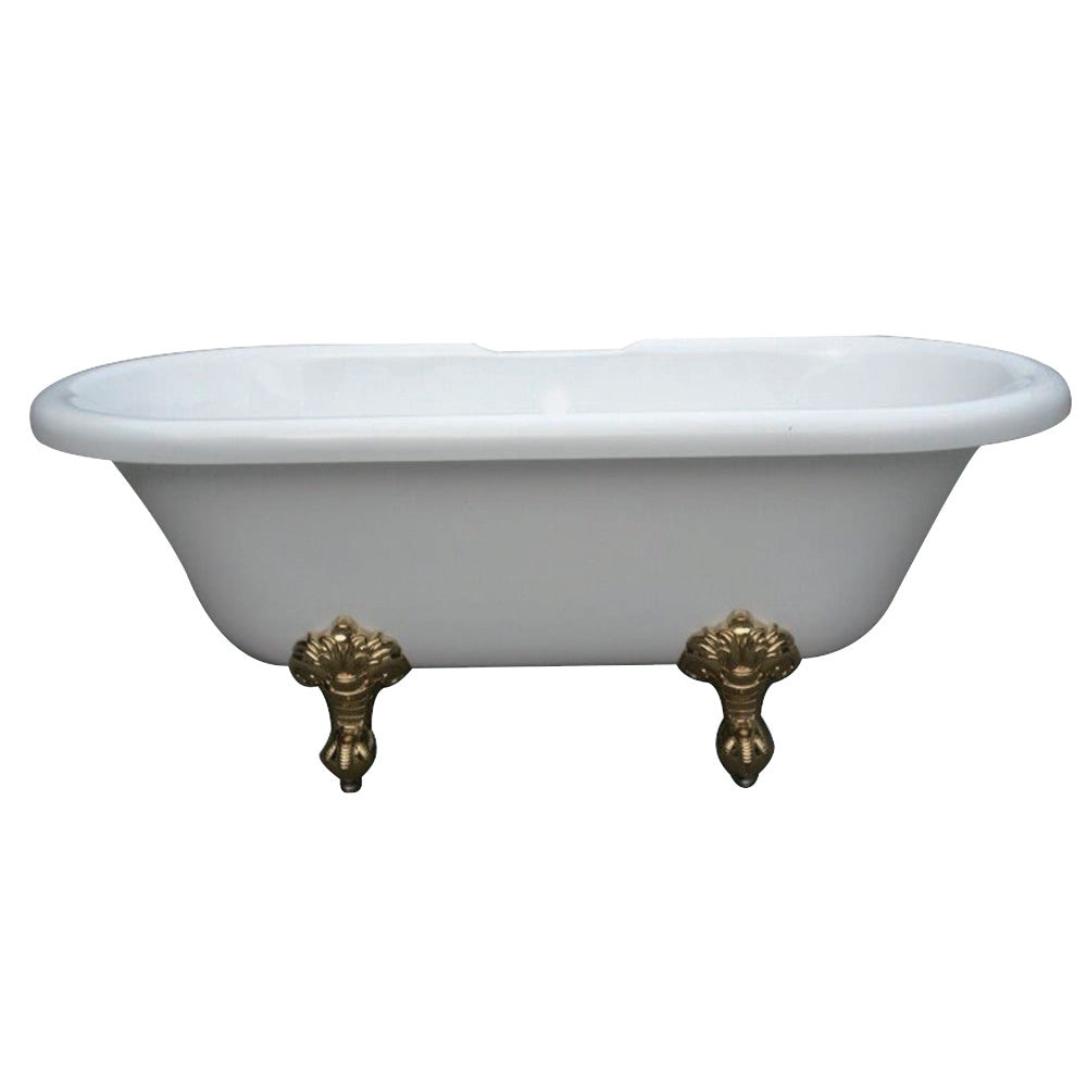 Aqua Eden 67 Inch Acrylic Double Ended Clawfoot Bathtub - Freestanding Soaking Tub with No Faucet Drillings, White & Brushed Nickel Finish - Perfect for Vintage Bathroom Decor and Spa-Like Relaxation