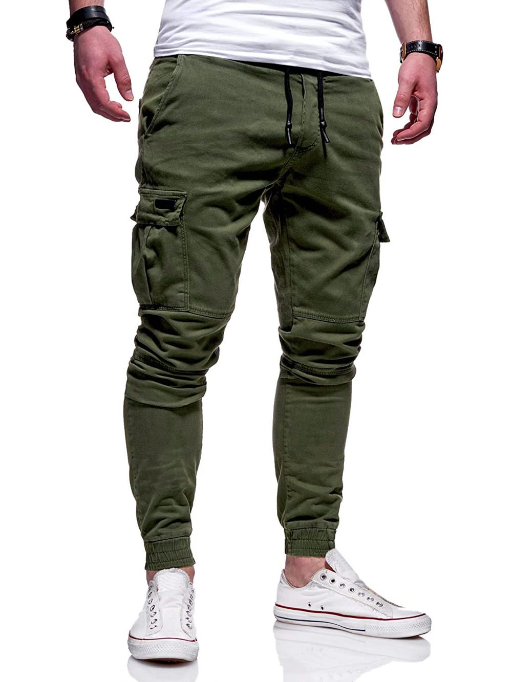 BUXKR Men's Cargo Joggers - Casual Hiking & Workout Pants for Outdoor & Gym