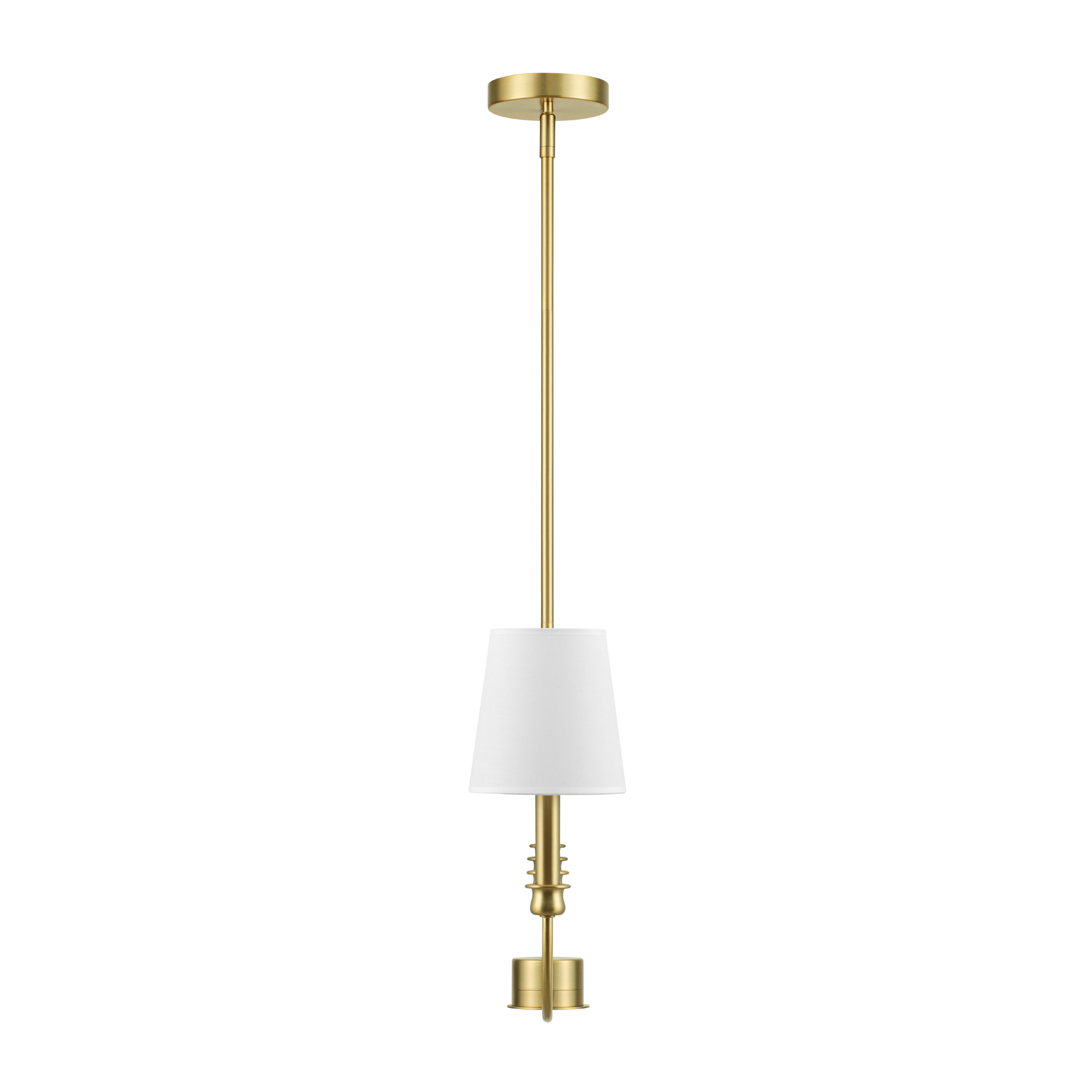 4-Light Billet Linear Chandelier with Brushed Gold Finish & Fabric Shades - Modern Dining Room Pendant Lighting for Kitchen Island, Bedroom or Entryway