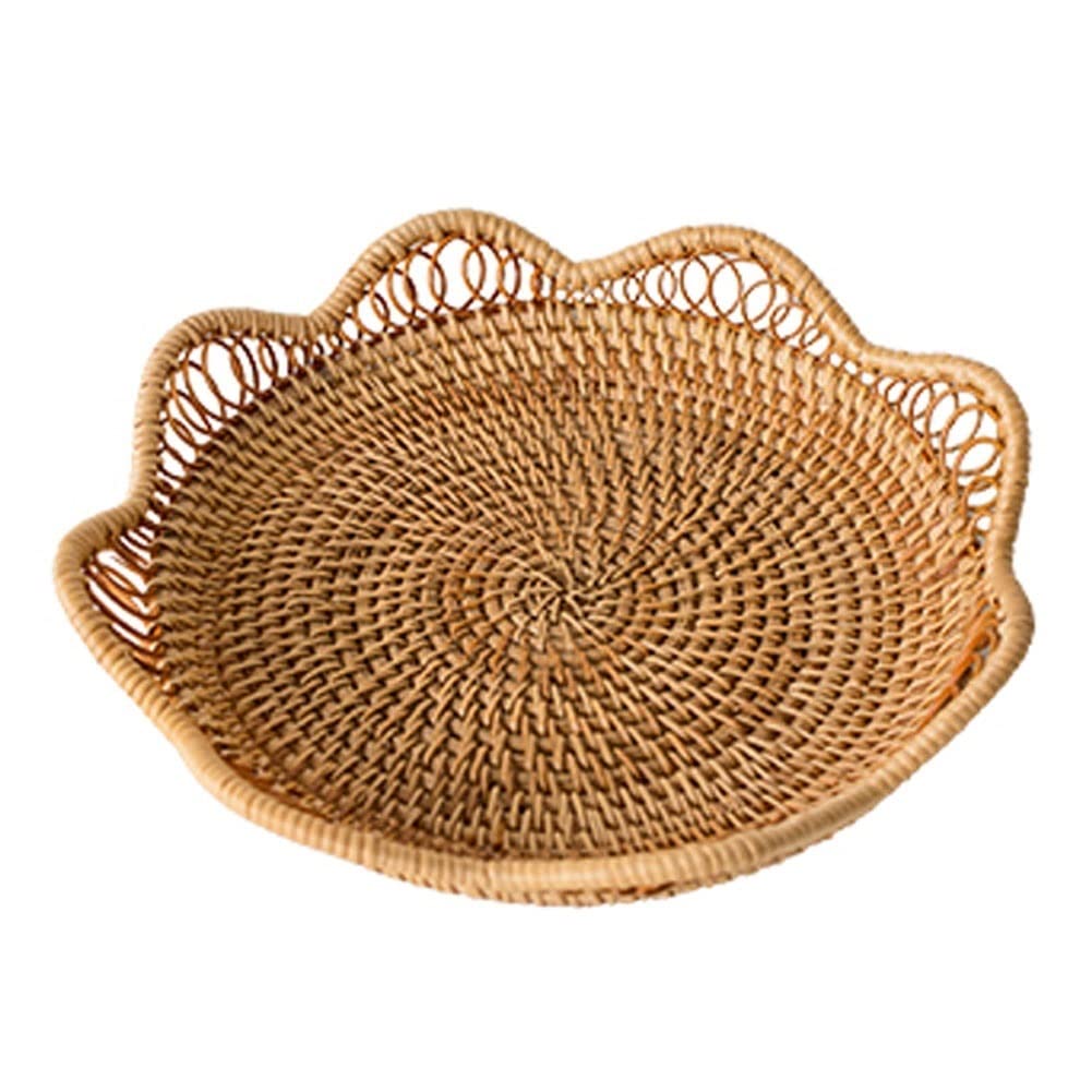 Hand-Woven Rattan Storage Basket - Small Round Woven Straw Basket for Fruits, Snacks, and Home Decor | Perfect for Kitchen, Dining Table, and Living Room Organization