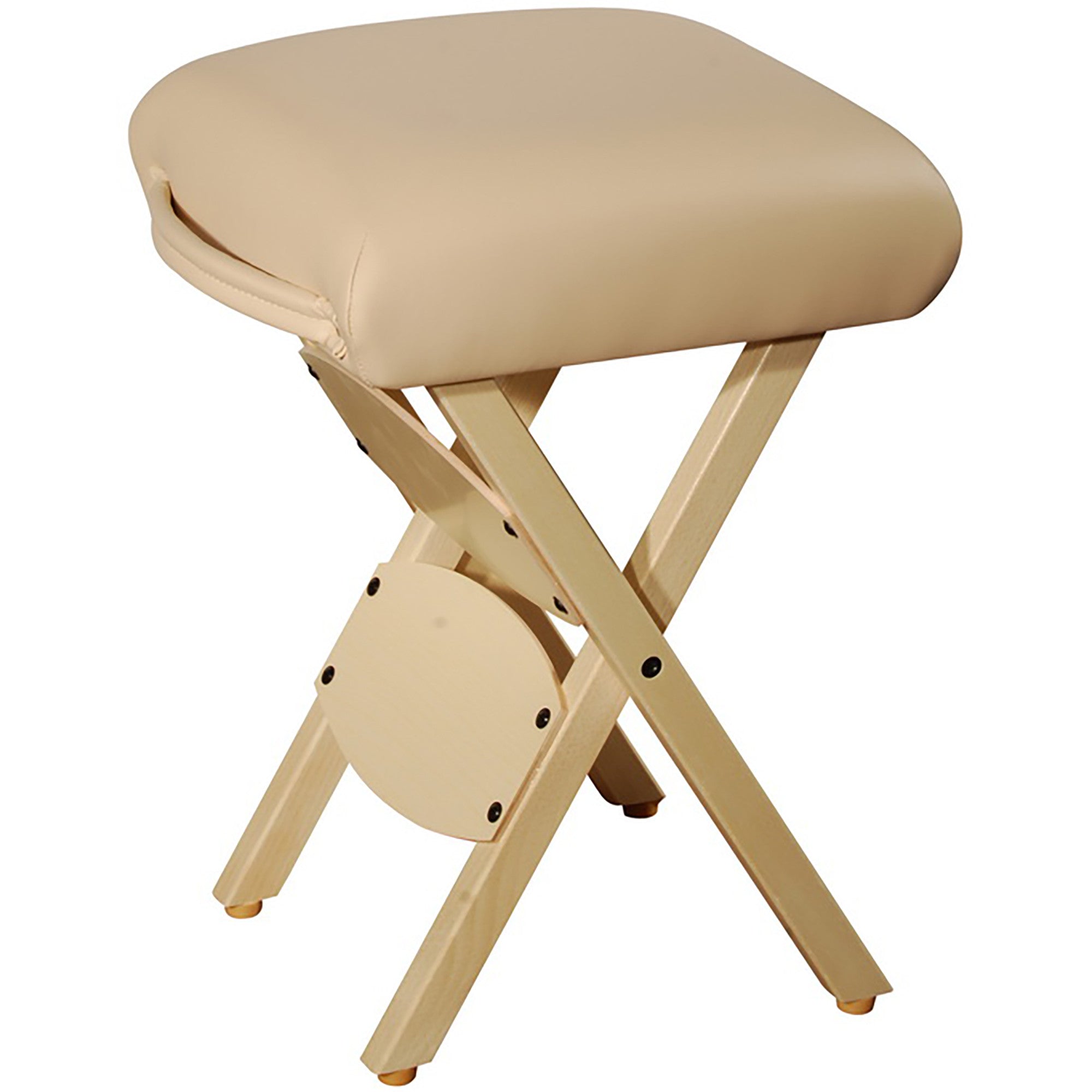 Portable Folding Massage Stool - Lightweight Wooden Foldable Tattoo Stool for Home & Professional Use - Cream Color | Perfect for Massage Therapists, Tattoo Artists & Spa Treatments
