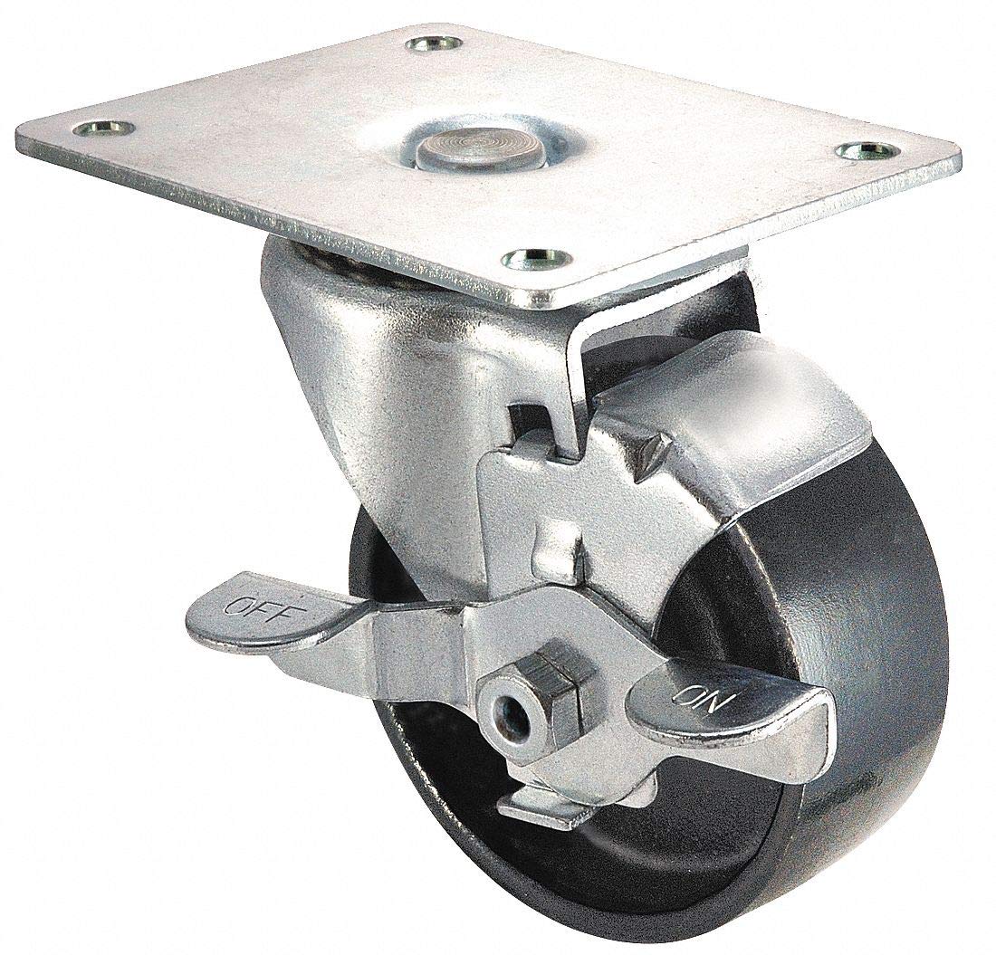3 Inch Heavy Duty Swivel Plate Caster - 250 lb Capacity Cast Iron Wheels for Industrial Equipment, Furniture & Moving Carts