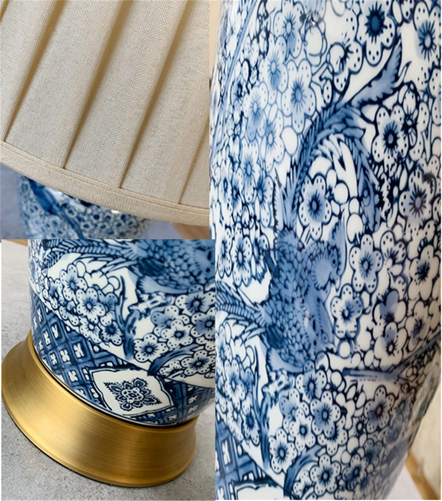 Chinese Style Porcelain Ceramic Desk Lamp - Elegant Bedside & Table Lamp for Study Room, Restaurant & Bedroom Decor - Perfect for Reading, Relaxing & Ambient Lighting