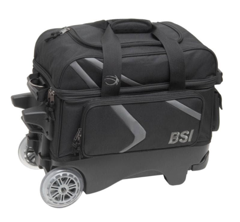 BSI Prime Double Roller Bowling Bag - Black/Charcoal for Men & Women | Durable 2-Ball Bowling Tote with Shoulder Strap | Perfect for League Play & Tournament Travel