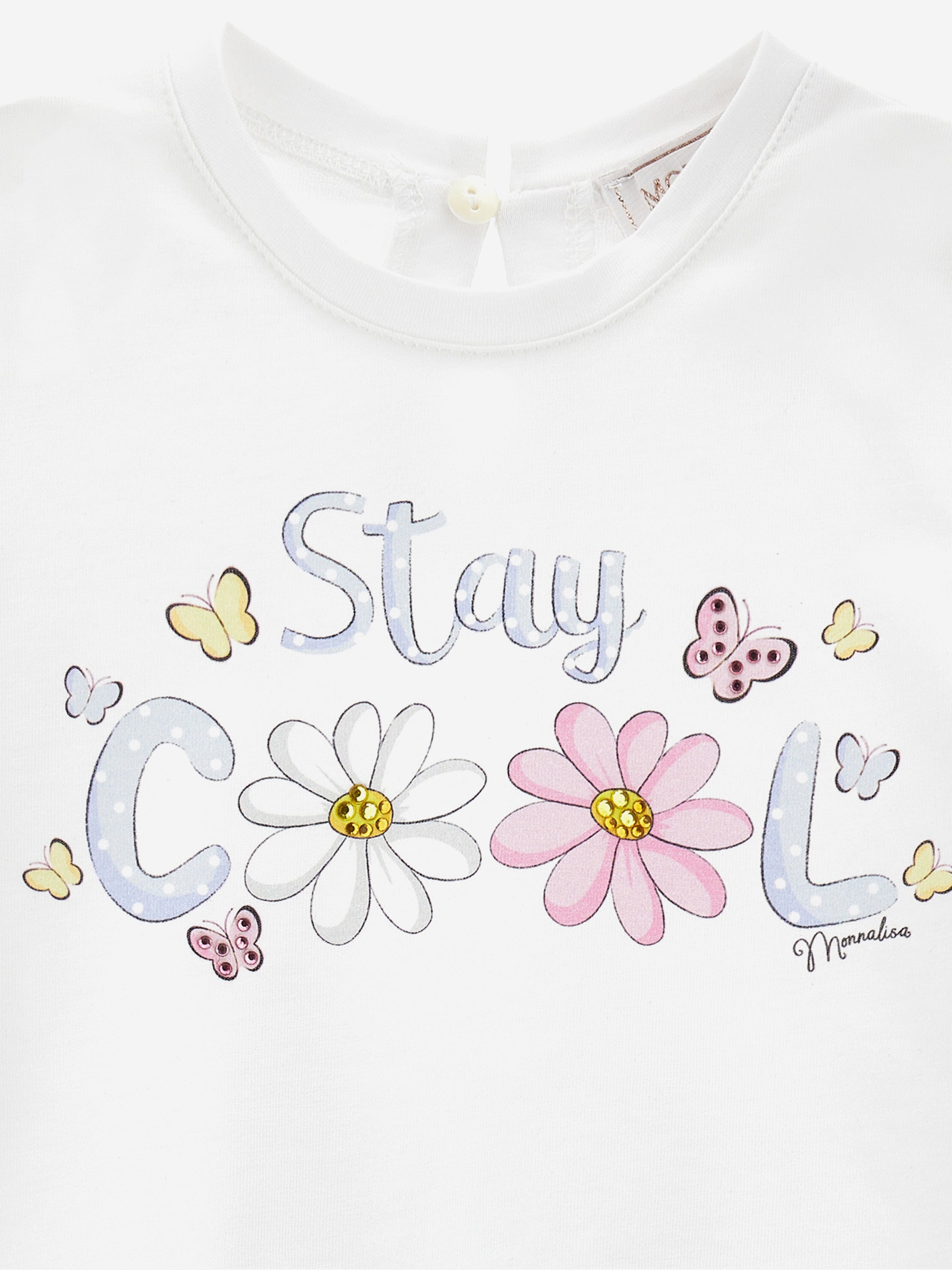 Baby Girls Stay Cool White T-Shirt - Soft & Breathable Cotton for Summer Play & Outdoor Activities