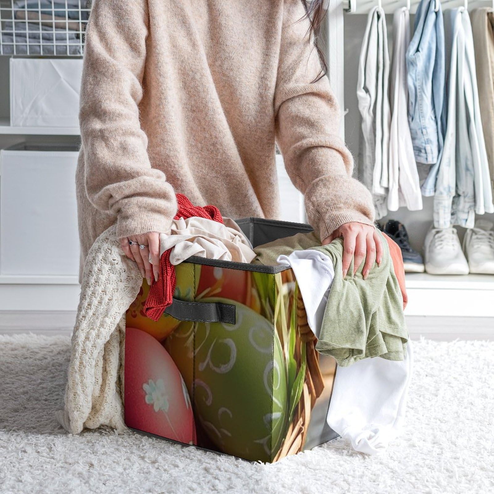 Large Collapsible Storage Basket with Handles - 10.6