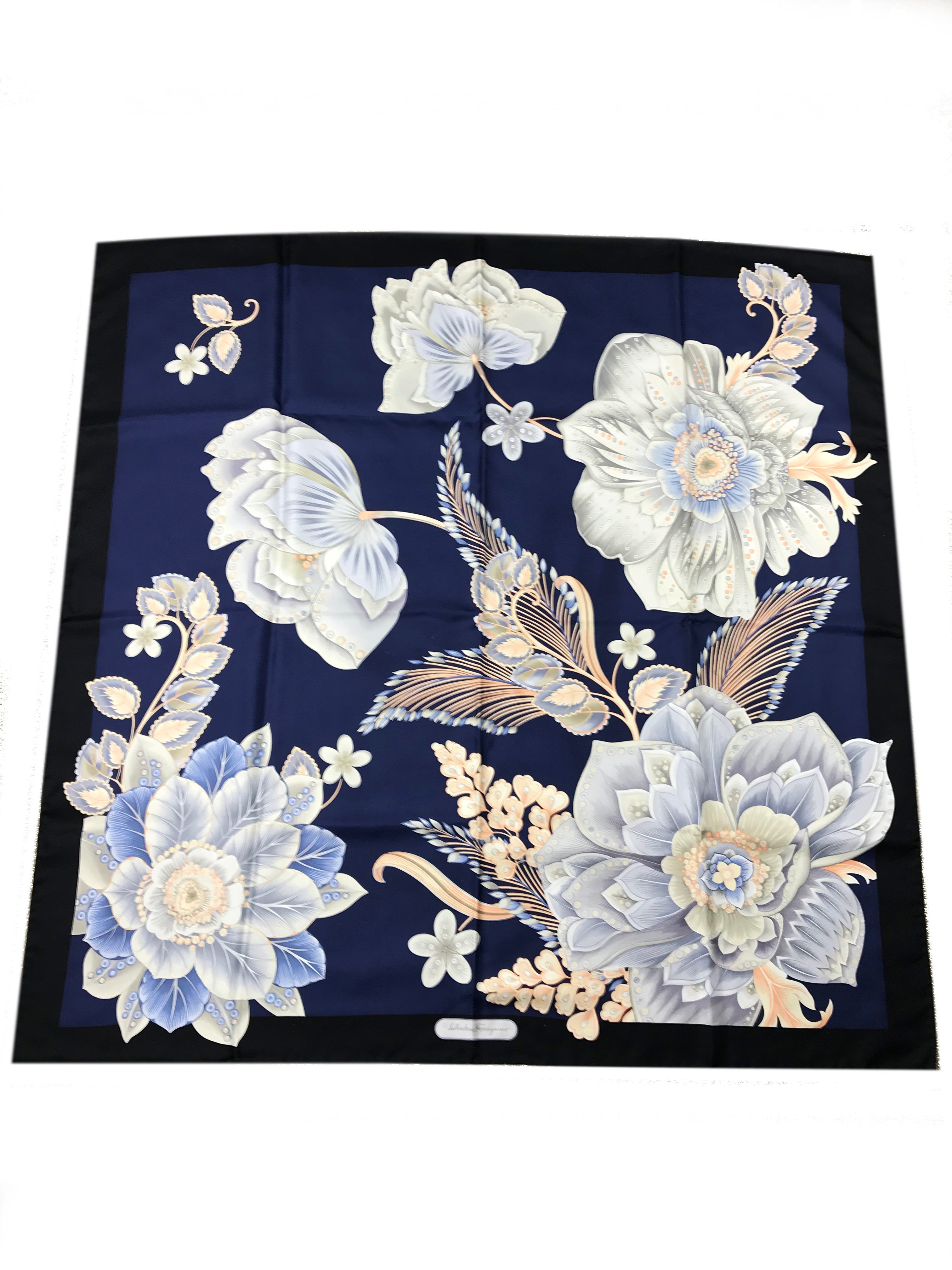Salvatore Ferragamo Floral Print Silk Scarf for Women - Luxury Fashion Accessory for Dresses, Office & Special Occasions