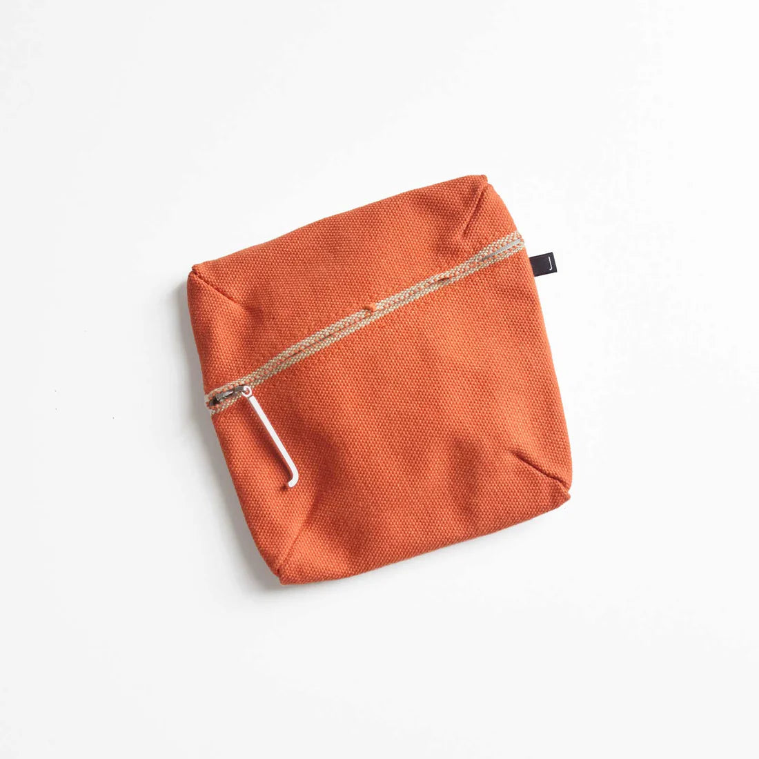 Kurashiki Hampu Canvas Pouch - Japanese Handmade Square Bag in Safflower Red | Perfect for Travel, Makeup, and Everyday Essentials Storage