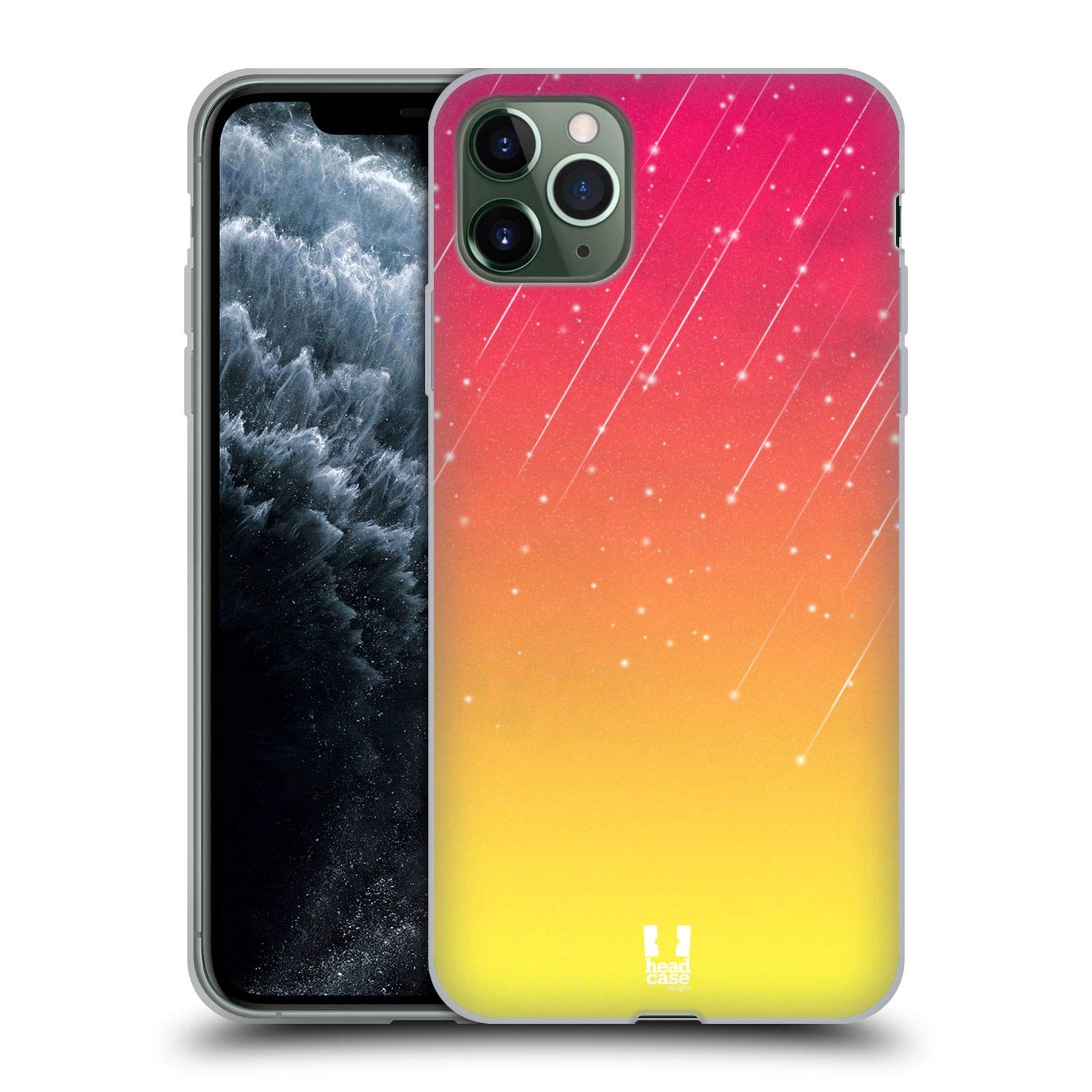 Pink & Yellow Neon Rain Ombre Soft Gel Phone Case for Apple iPhone 11 Pro Max - Durable Protective Cover with Stylish Gradient Design, Perfect for Everyday Use, Parties, and Outdoor Activities