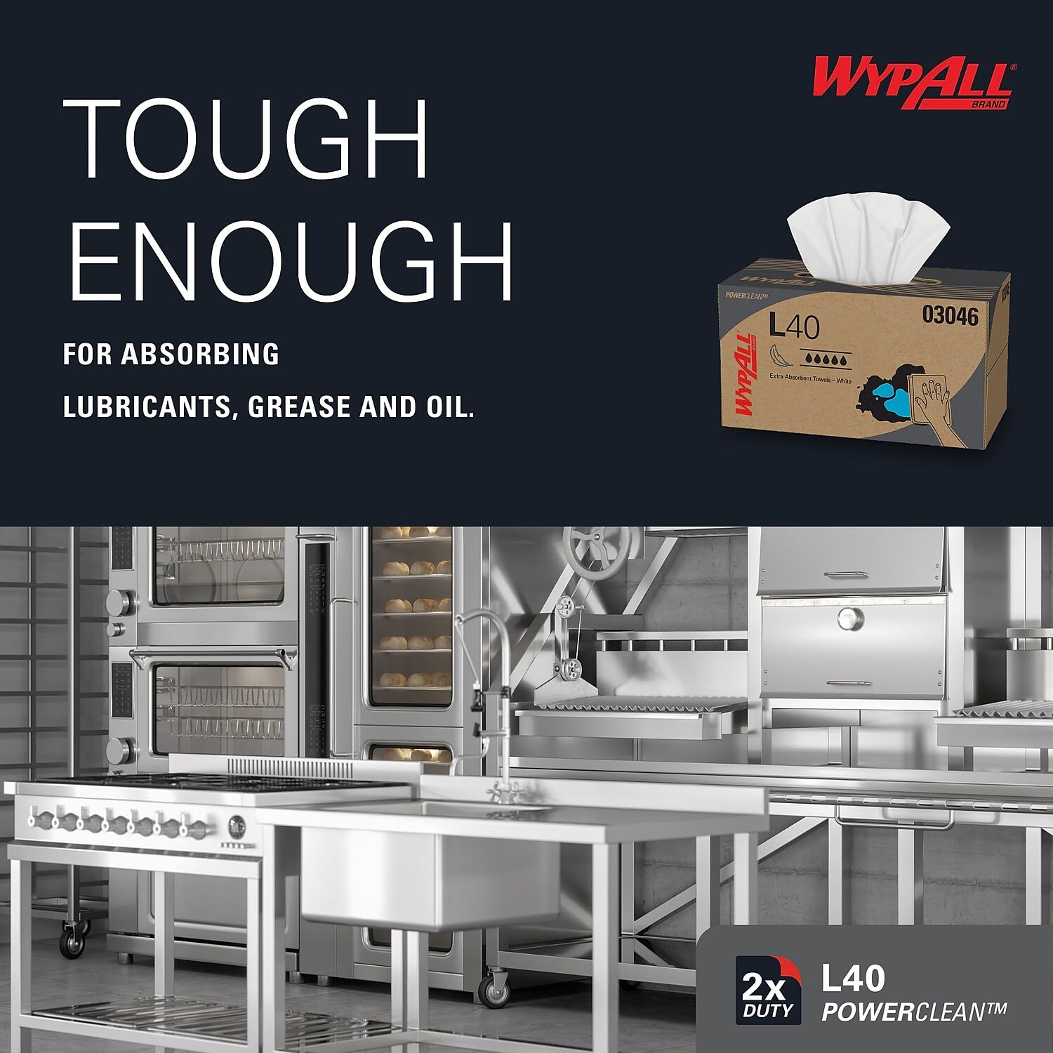 WypAll L40 Disposable Cleaning and Drying Towels (03046) - Industrial Strength Absorbent Wipes for Workshop, Garage, and Home Use