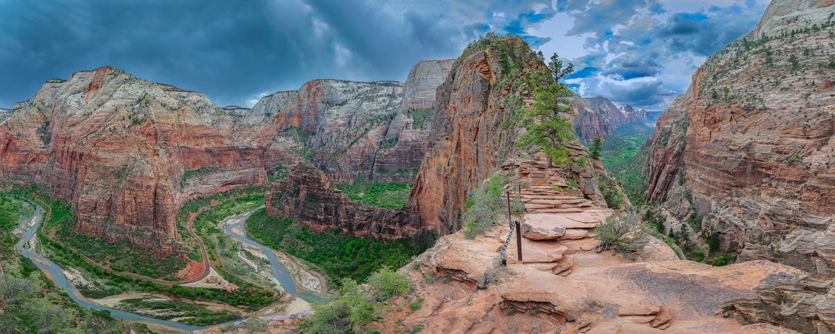 Angel's Landing Panoramic Large Wall Art - Stunning Landscape Canvas Print for Living Room, Bedroom & Office Decor
