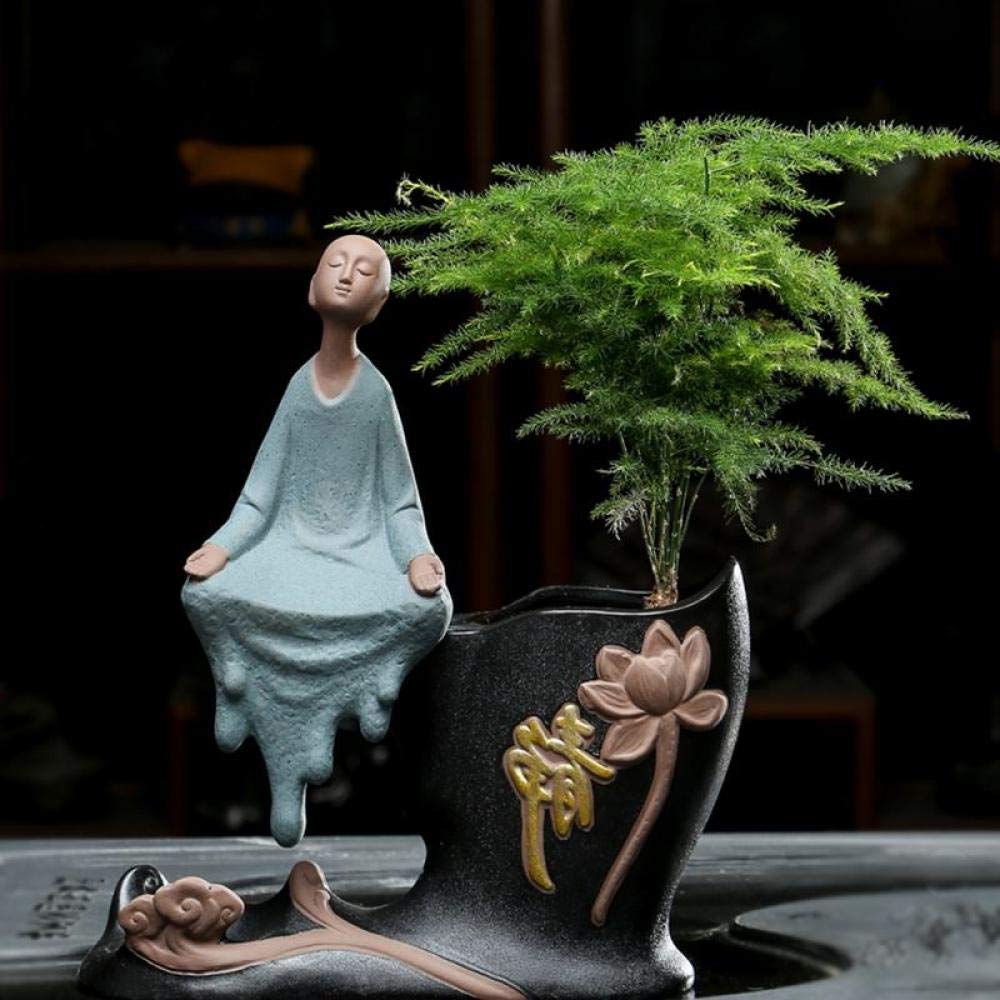 2-Piece Zen Buddha Statue Set - Handcrafted Ceramic Monk Figurines for Home Decor, Meditation Room & Garden Ornaments | Buddhist Art Sculptures & Spiritual Decorations