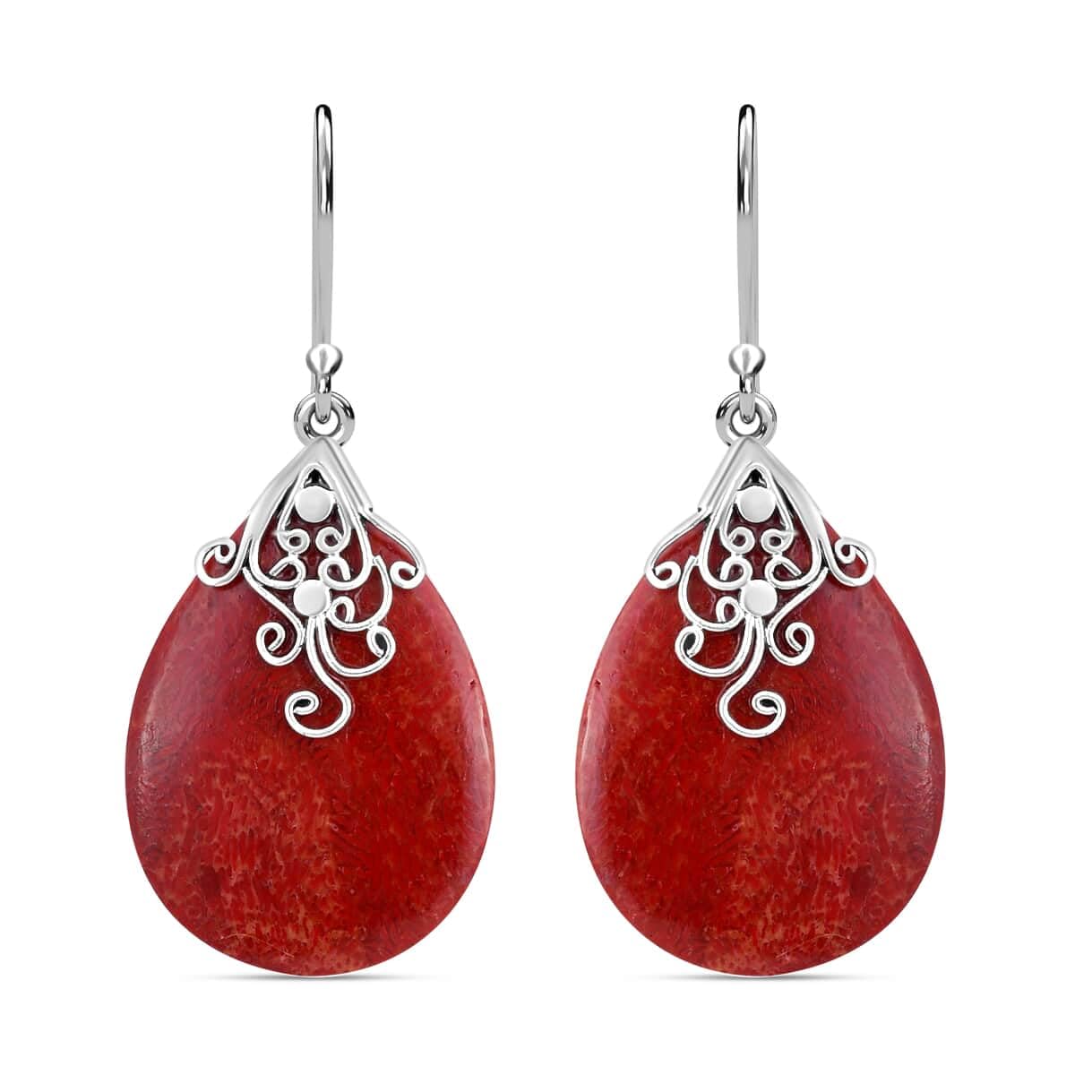 925 Sterling Silver Red Coral Dangle Earrings for Women - Handmade Vintage Boho Drop Earrings with Birthstone | Perfect Birthday Gift, Wedding Accessories & Boho Chic Jewelry Collection