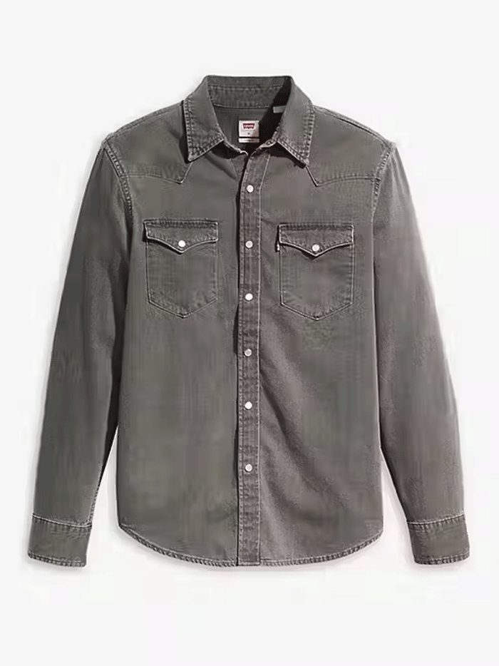 Levi's Men's Classic Standard Fit Western Shirt - Calypso Grey Stonewash | Casual & Work Wear for Everyday Style