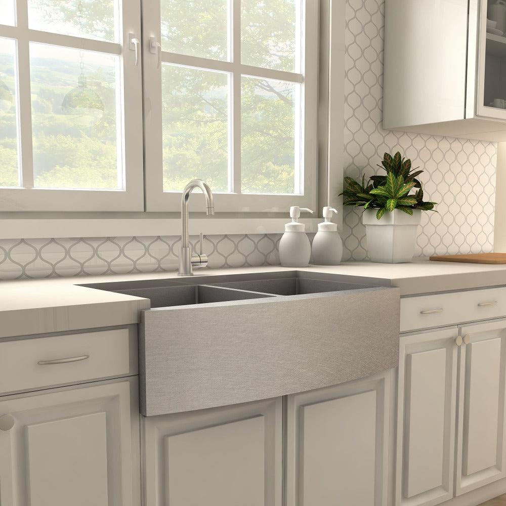 ZLINE Renoir Single Handle Pull-Down Kitchen Faucet in Brushed Nickel - Modern High Arc Design for Sink, Dishwashing & Cooking (REN KF BN)