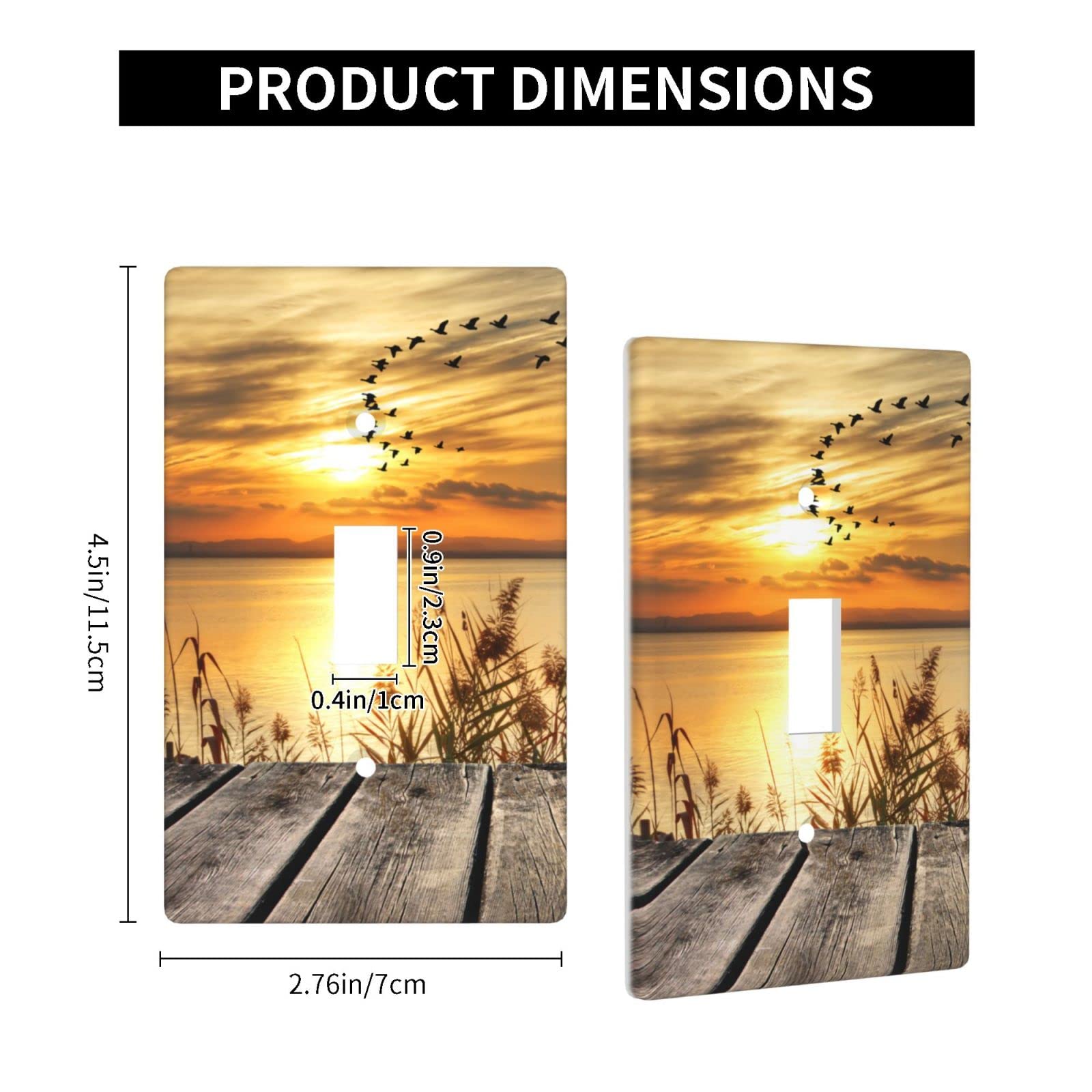 Decorative Fall Light Switch Cover - Single Toggle Wall Plate, 1 Gang Faceplate (4.50 x 2.76 Inch) - Sunset Lake Design for Home & Office Decor