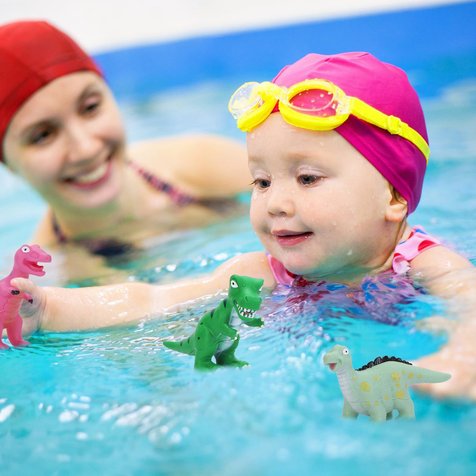 Non-Toxic Dinosaur Bath Toys for Toddlers 1-5 Years Old - BPA Free Bathtub & Pool Toys for Boys & Girls - Fun Educational Dinosaur Toys for Kids - Perfect for Bath Time, Pool Parties & Sensory Play