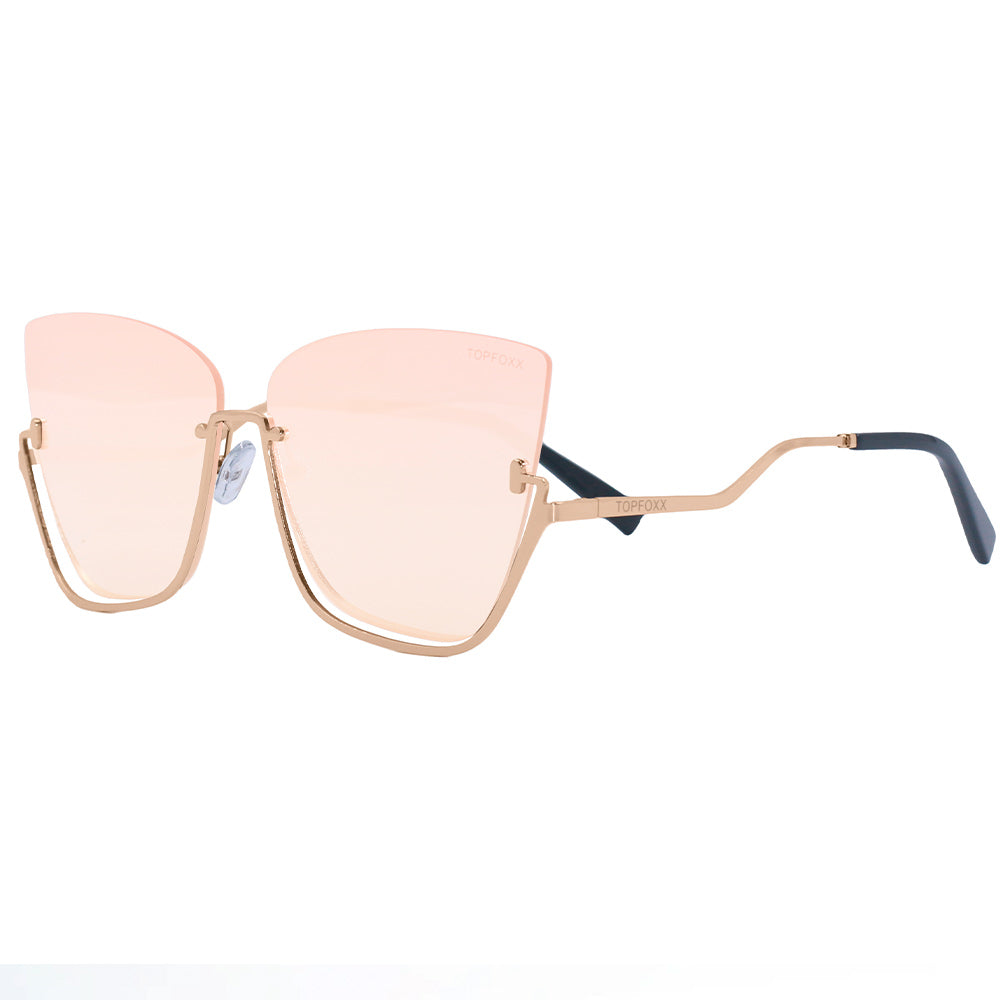 Vixen Rose Gold Frame & Lens Metal Cat Eye Sunglasses for Women - Stylish UV Protection Shades for Beach, Driving & Outdoor Fashion