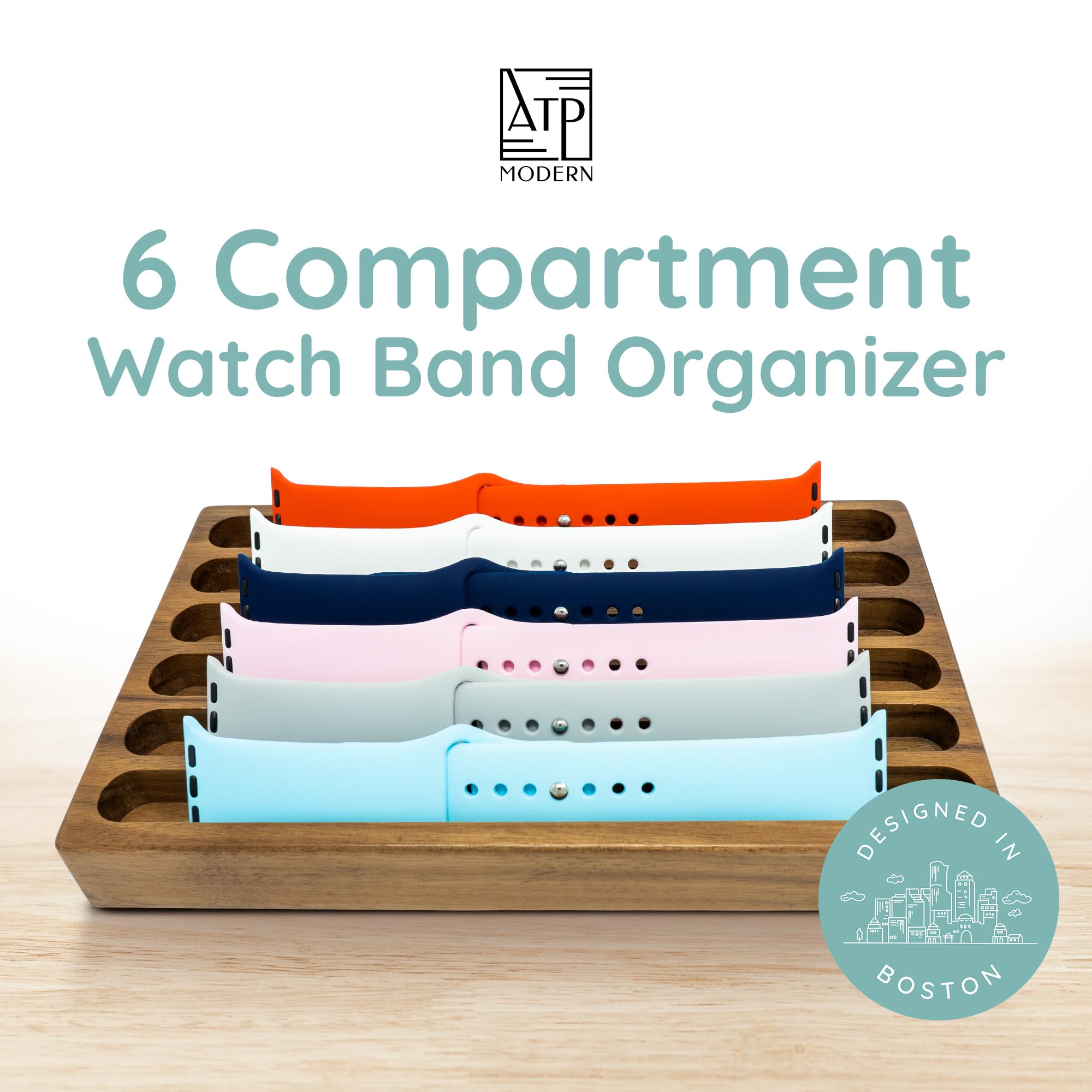 Premium Wooden Apple Watch Band Organizer - Universal Holder & Stand for All Apple Watch Bands - Elegant Walnut Display Case - Perfect Birthday Gift for Women - Ideal for Home, Office & Travel Organization