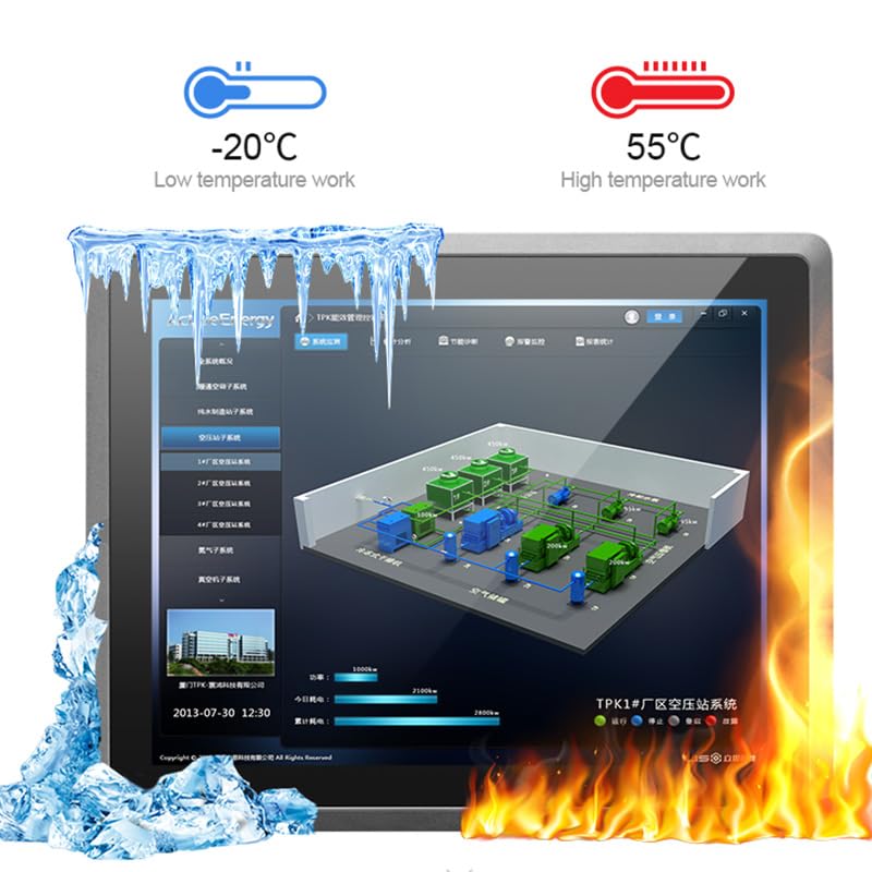 SunKol 12.1 Inch Industrial Embedded Panel PC with 10-Point Capacitive Touch Screen - Intel Core i7-7500U, 8GB RAM, 512GB SSD, 2xUSB 3.0, HDMI, 2xRS232, 2xLAN - Perfect for Factory Automation, Machine Control & HMI Applications