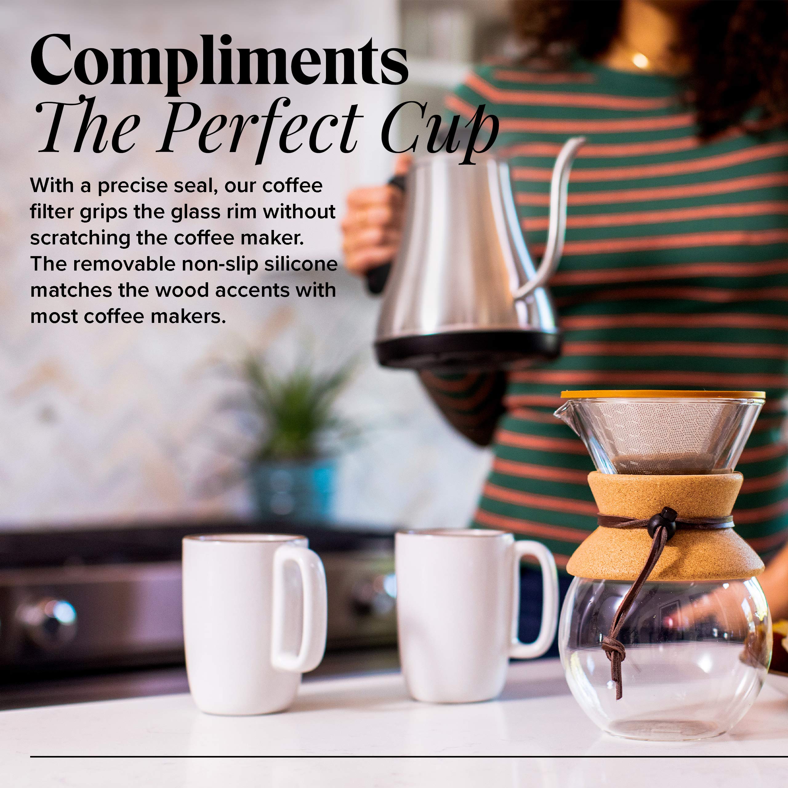 Willow & Everett Pour Over Coffee Dripper with Reusable Stainless Steel Filter - Eco-Friendly Paperless Coffee Maker for Medium Coarse Grounds - Perfect for Home, Office & Camping Brewing