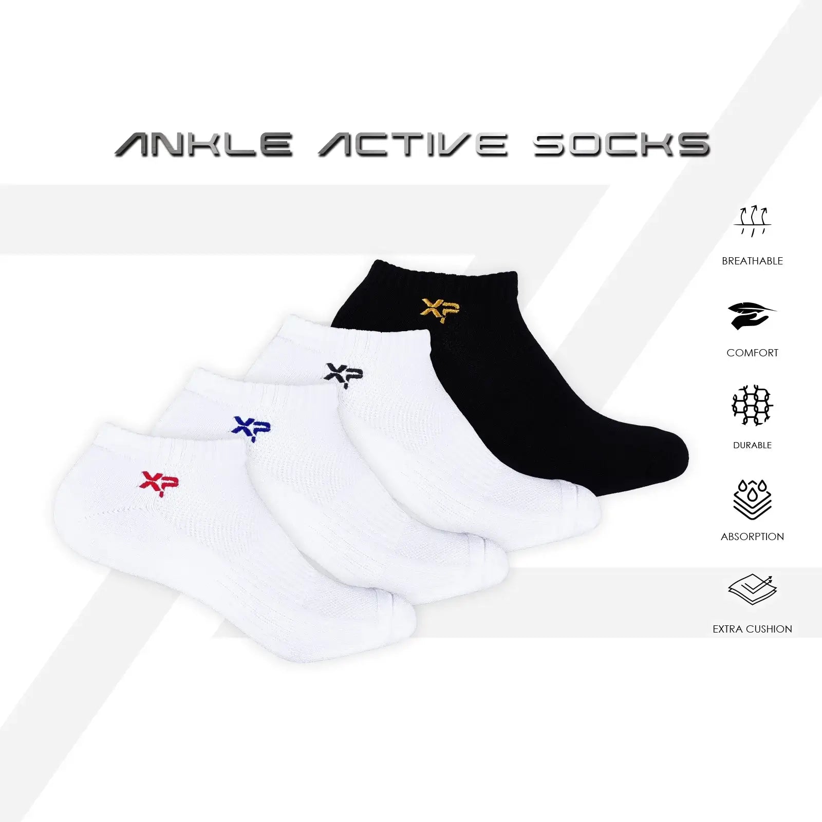PROTECH Cotton Ankle Sport Socks for Men & Women - Breathable Athletic Socks for Running, Gym, Workout & Everyday Wear - 6 Pairs Pack