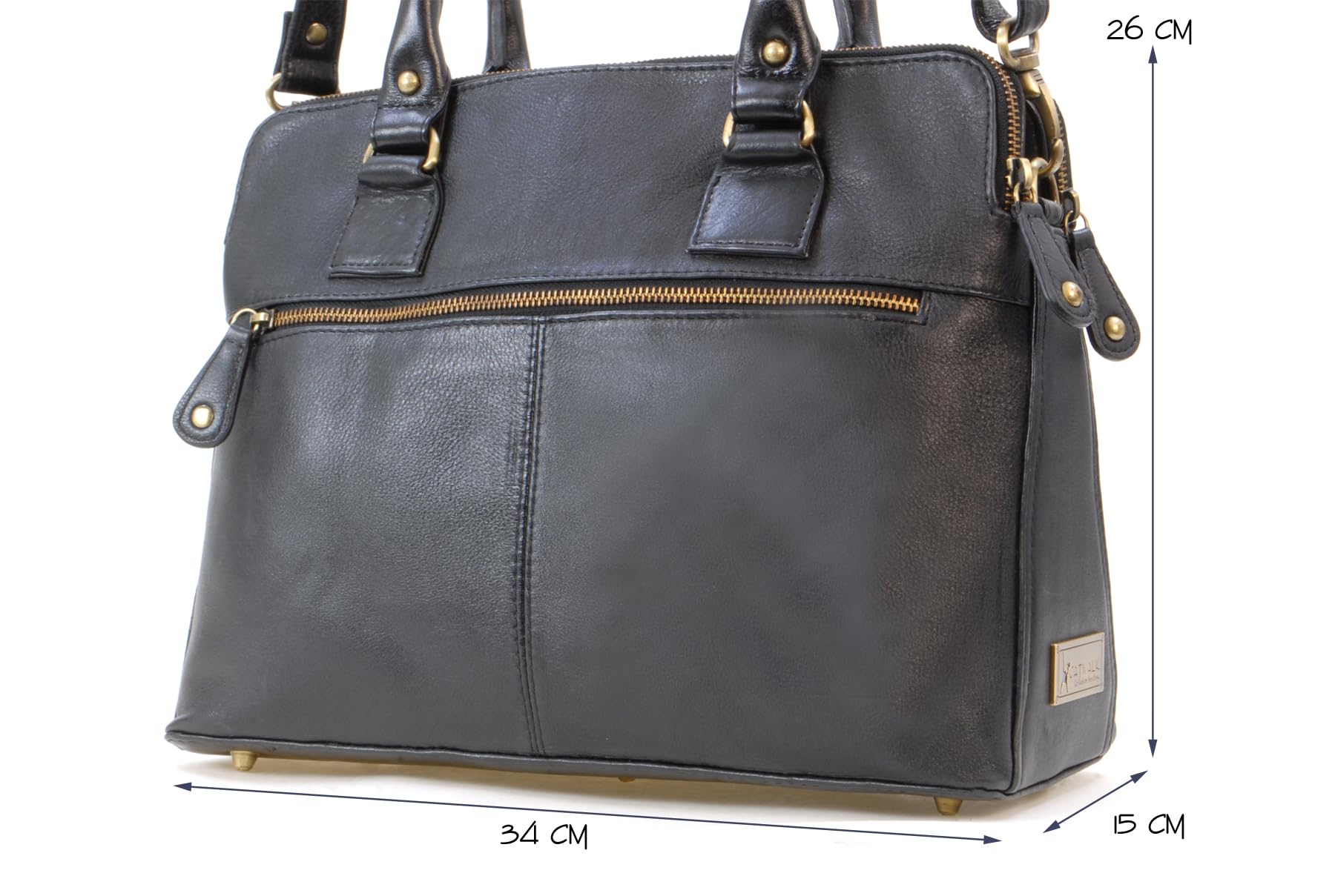 Catwalk Collection Women's Large Leather Shoulder Bag - Stylish Tote Purse with Multiple Compartments & Detachable Crossbody Strap - Victoria Design - Perfect for Work, Travel and Everyday Use