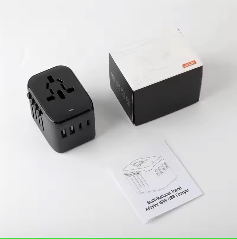 Universal Travel Adapter with Multi-Port USB Charger - Worldwide 150+ Countries Compatibility - Perfect for International Travel, Business Trips & Family Vacations