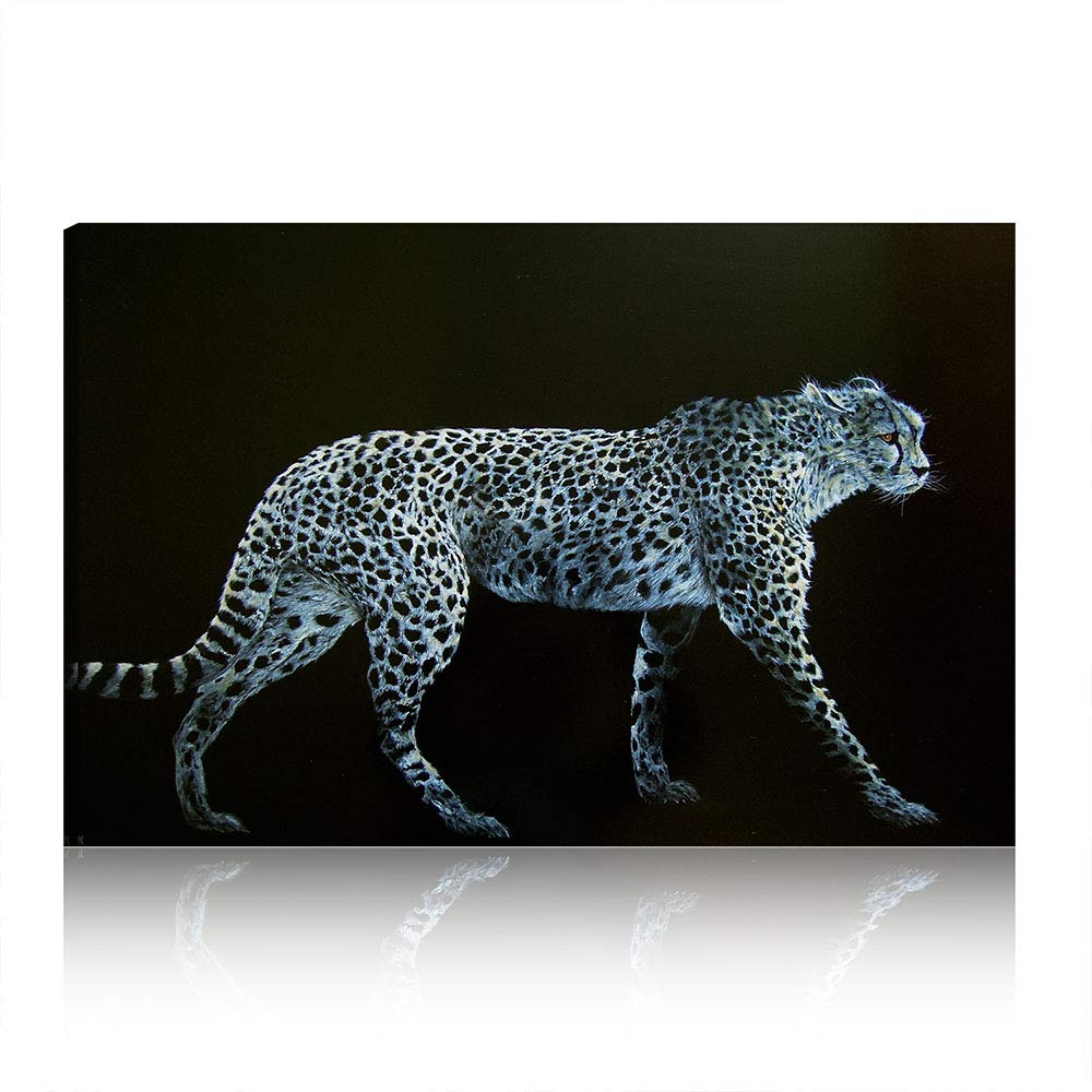 Abstract African Leopard Modern Oil Painting Canvas Wall Art - Framed Wildlife Home Decor (60x90cm) for Living Room, Bedroom & Office