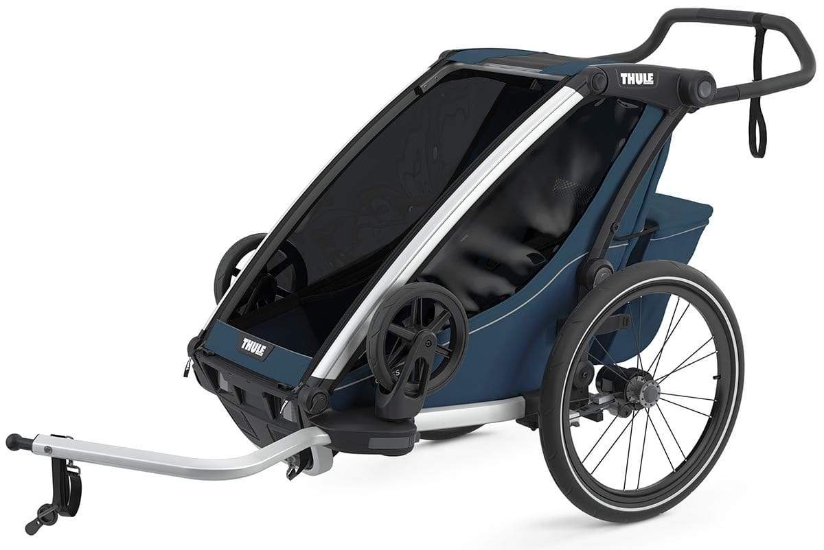 Thule Chariot Cross Double Multisport Trailer - 2-Seater Bike & Jogging Stroller for Kids, All-Terrain Bicycle Trailer with Weather Shield - Perfect for Cycling, Running & Outdoor Family Adventures
