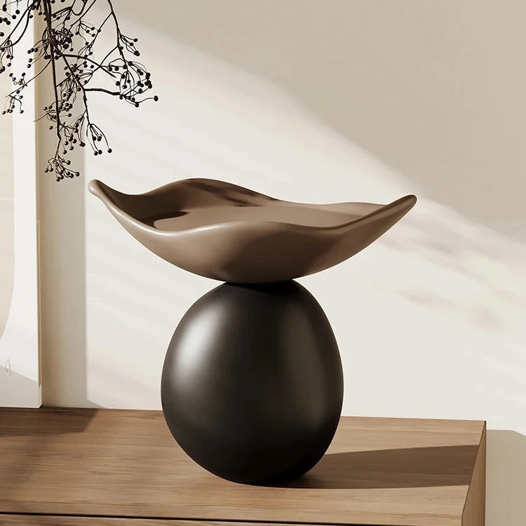 Stylish Balance Form Decorative Bowl - Handcrafted Ceramic Fruit Serving Bowl for Dining Table Centerpiece, Kitchen Counter Decor, and Gift Giving