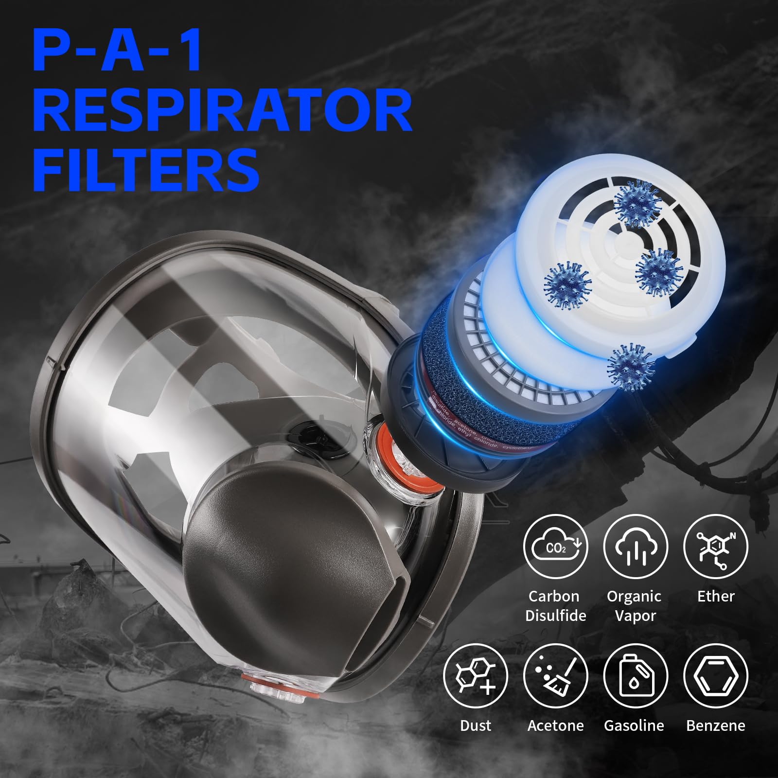 Full Face Gas Mask - Reusable Respirator for Nuclear & Chemical Survival | Emergency & Outdoor Use