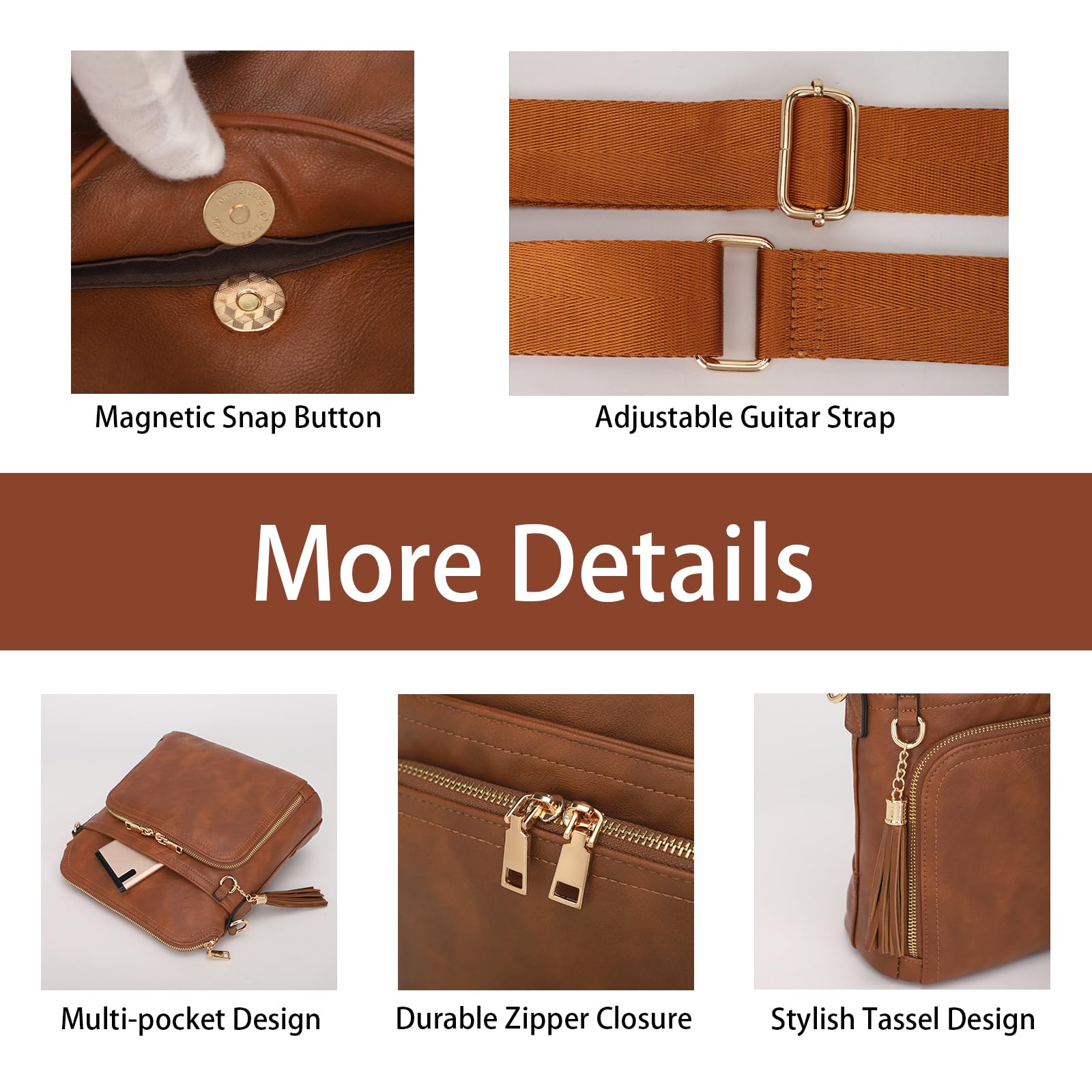 Trendy Brown PU Leather Crossbody Purse for Women - Medium Shoulder Handbag with Tassel | Perfect for Work, Travel & Everyday Use