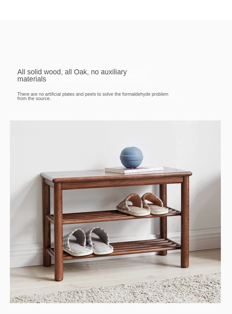 Solid Oak Wood Shoe Storage Bench with Seat | Entryway Organizer for Shoes, Boots & Accessories | Perfect for Hallway, Mudroom & Bedroom Storage