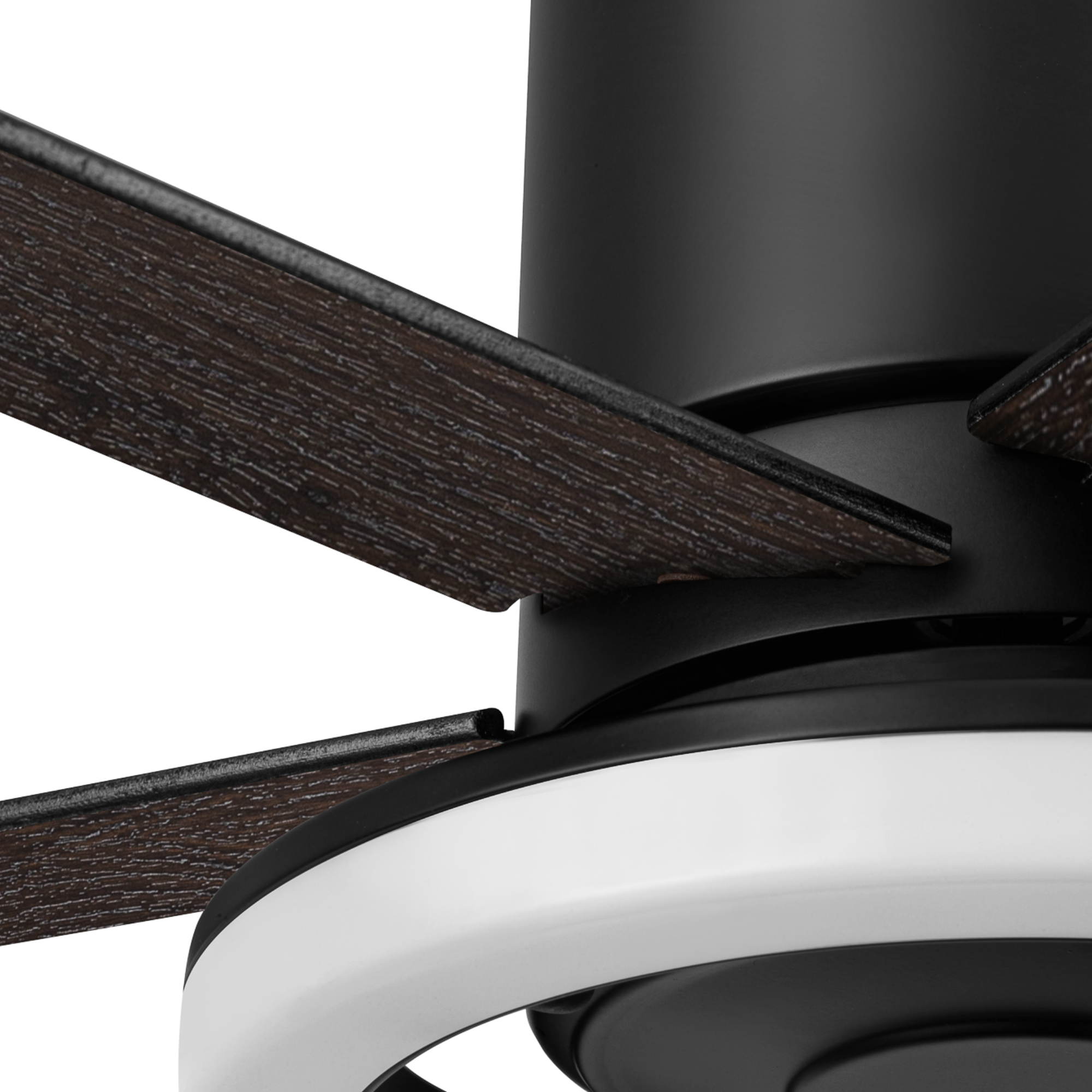52 Inch Honeywell Graceshire Matte Black Ceiling Fan with LED Ring Light & Remote Control - Perfect for Living Room, Bedroom, and Outdoor Patio Cooling