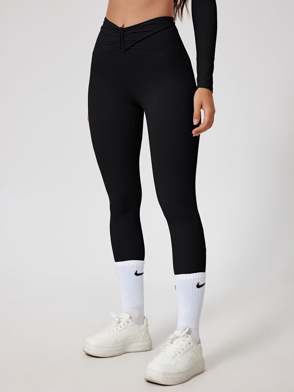 ZASUWA Women's V-Shape Waist High Waist Leggings - Tummy Control Workout Yoga Pants for Running, Gym & Everyday Wear