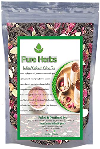 Pure Herbs Green Tea Kashmiri Kahwa Loose Leaf - 1000g Healthy Herbal Tea for Daily Wellness | Antioxidant-Rich, Caffeine-Free Beverage for Relaxation & Immunity Boost | Perfect for Morning Rituals, Afternoon Refreshment & Evening Unwinding