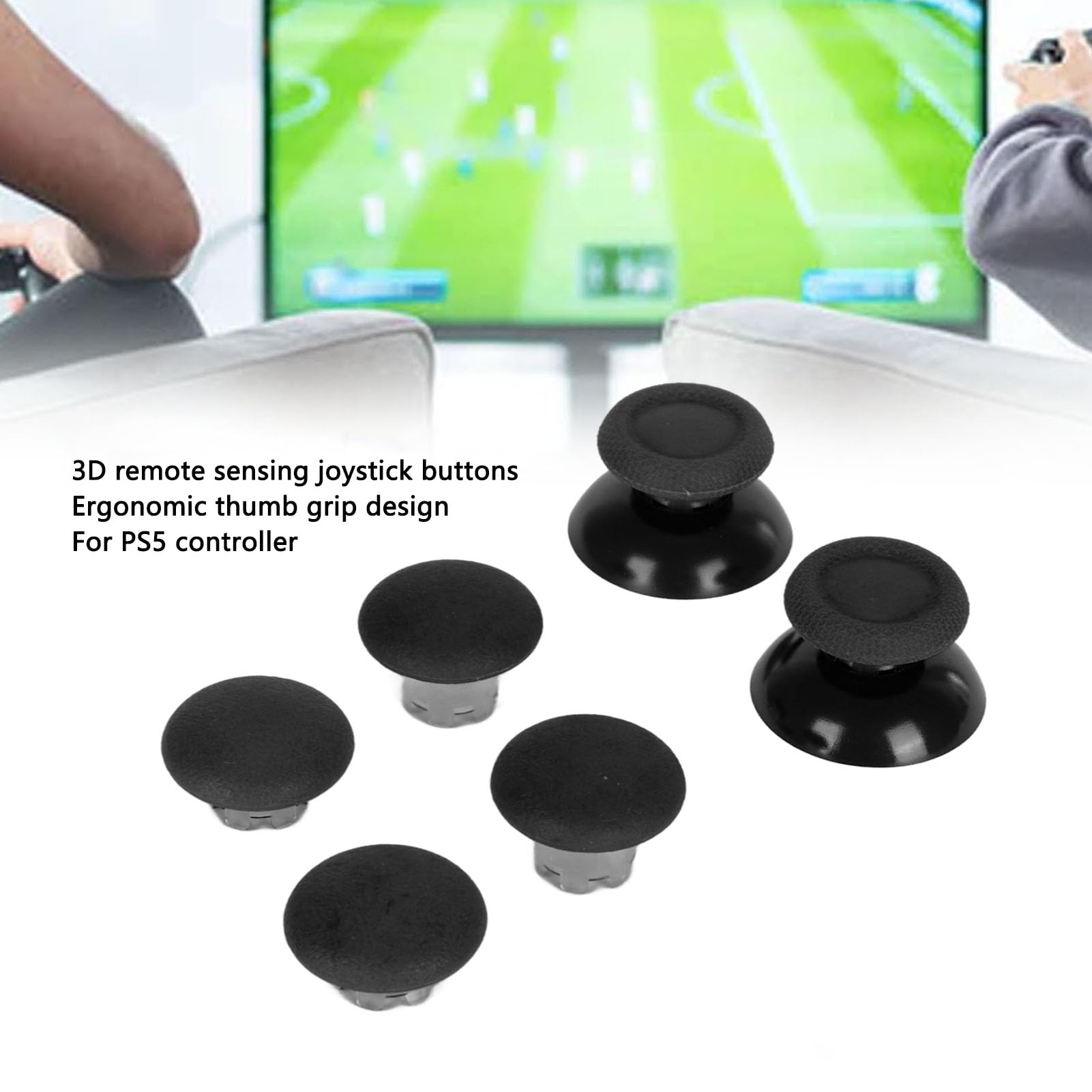 8-in-1 Multifunctional 3D Remote Sensing Thumb Stick for PS5 Controller - Adjustable Thumb Grip Replacement with 2pcs Thumb Stick Base, Plastic Analog Joystick Cap - Perfect for Gaming, FPS, Racing & VR Games
