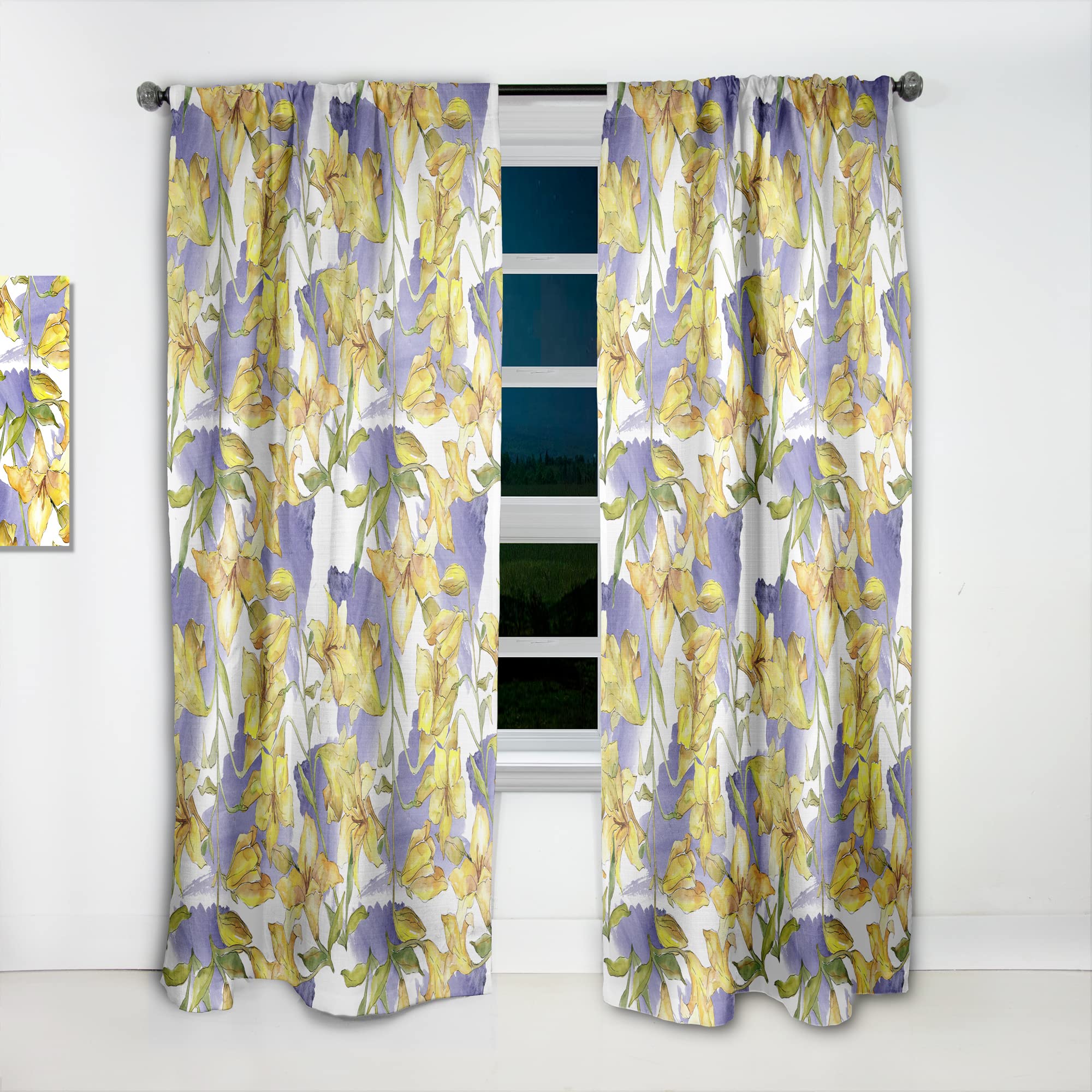 DesignQ Retro Hand-Drawn Poppies Blackout Curtains - Thermal Insulated Single Panel 52x120 Inches - Perfect for Bedroom & Living Room Window Treatments