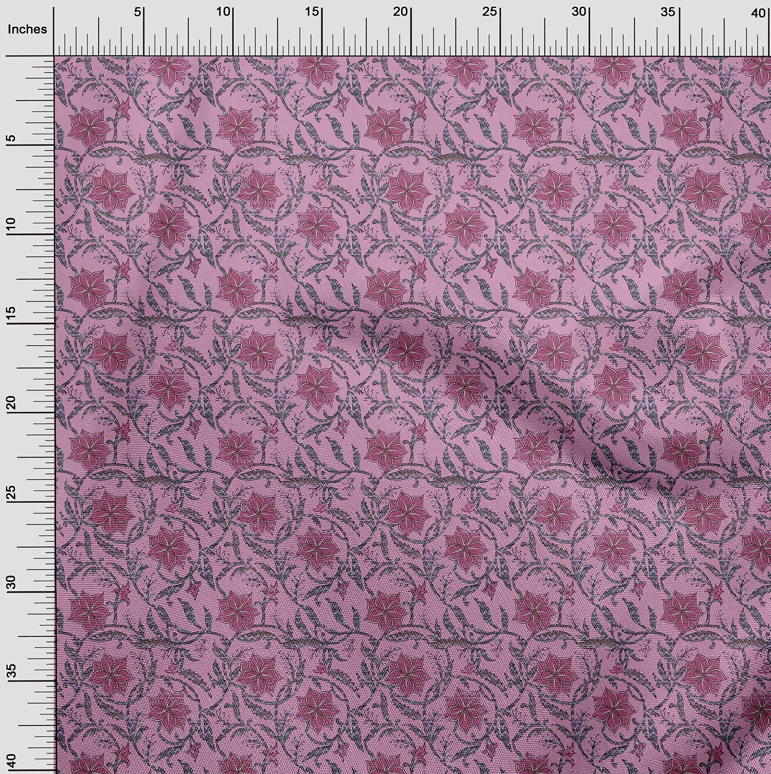 oneOone Georgette Viscose Pink Batik Dress Fabric - 42 Inch Wide Floral Printed Material by The Yard (7111) | Perfect for Summer Dresses, Scarves & Boho Home Decor