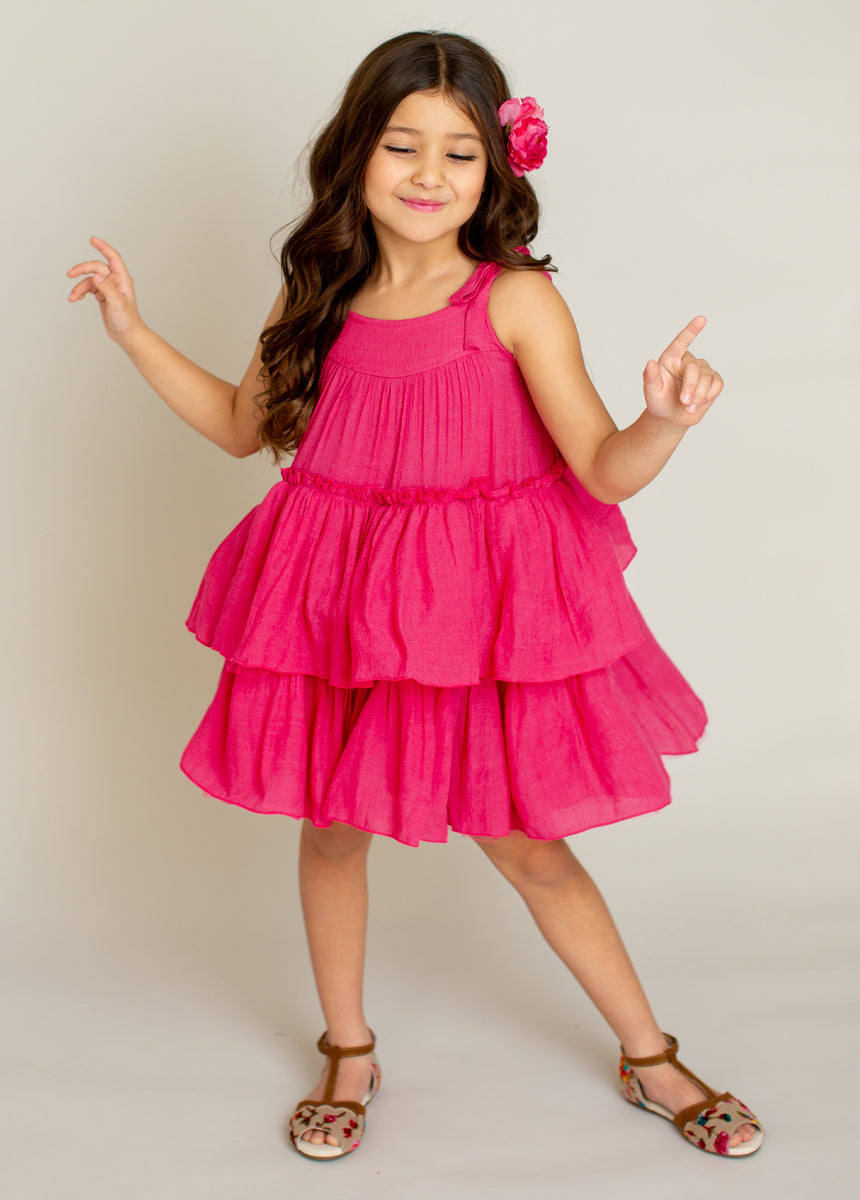 Banyu Fuchsia Dress for Women - Elegant Flowy Summer Dress for Beach, Party & Casual Wear