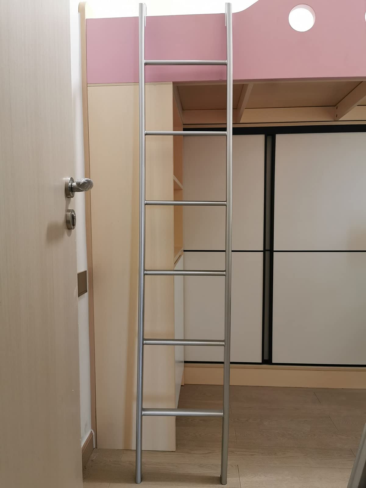 Adjustable Heavy Duty Metal Bunk Bed Ladder with Hooks - RV, Loft, Twin Bed & Trampoline Accessory for Home, Camper, Dorm, Apartment & Library | Safe Climbing Solution for Kids & Adults