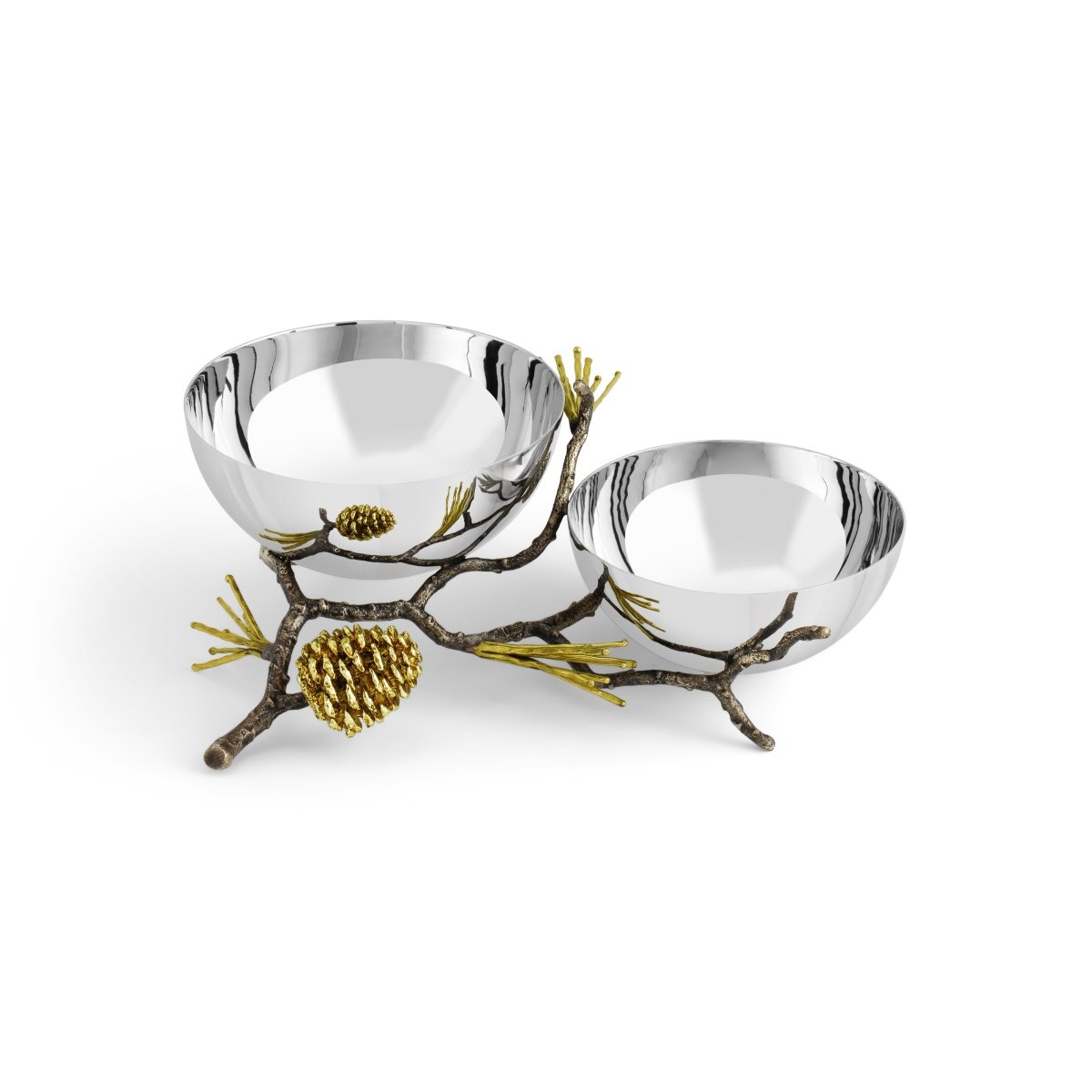 Natural Wood Pine Cone Double Bowl for Kitchen & Dining - Perfect for Serving Salads, Snacks, and Decor