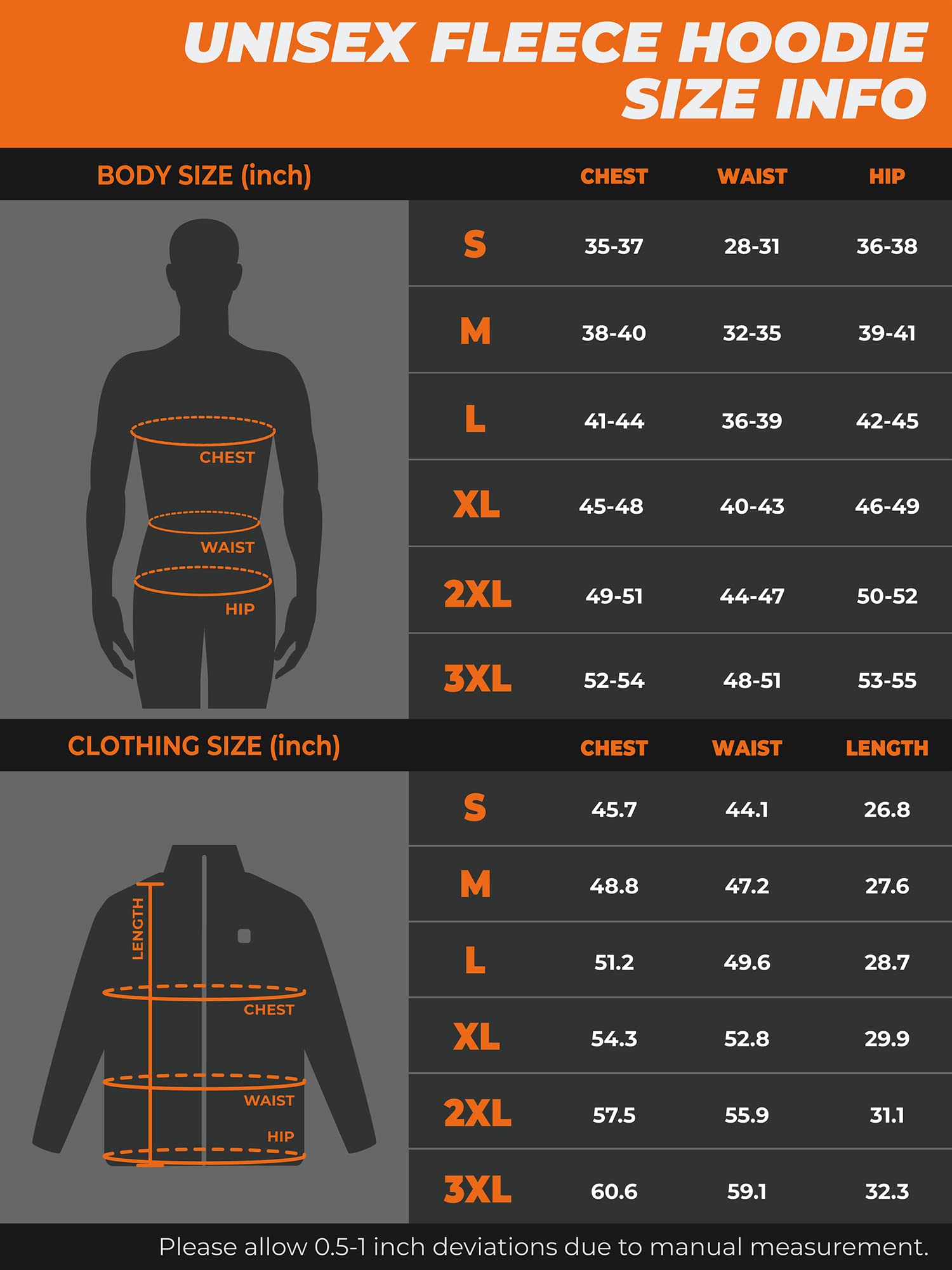 ORORO Heated Hoodie with Battery - Fleece Full-Zip Electric Heated Sweatshirt for Men & Women | Winter Outdoor Activities, Camping, Hiking, Work | USB Rechargeable (Charger Not Included)
